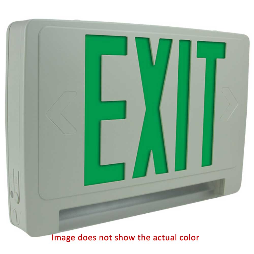 Thermoplastic Exit Sign with Lights Battery Backup Double face Self-diagnostics, White