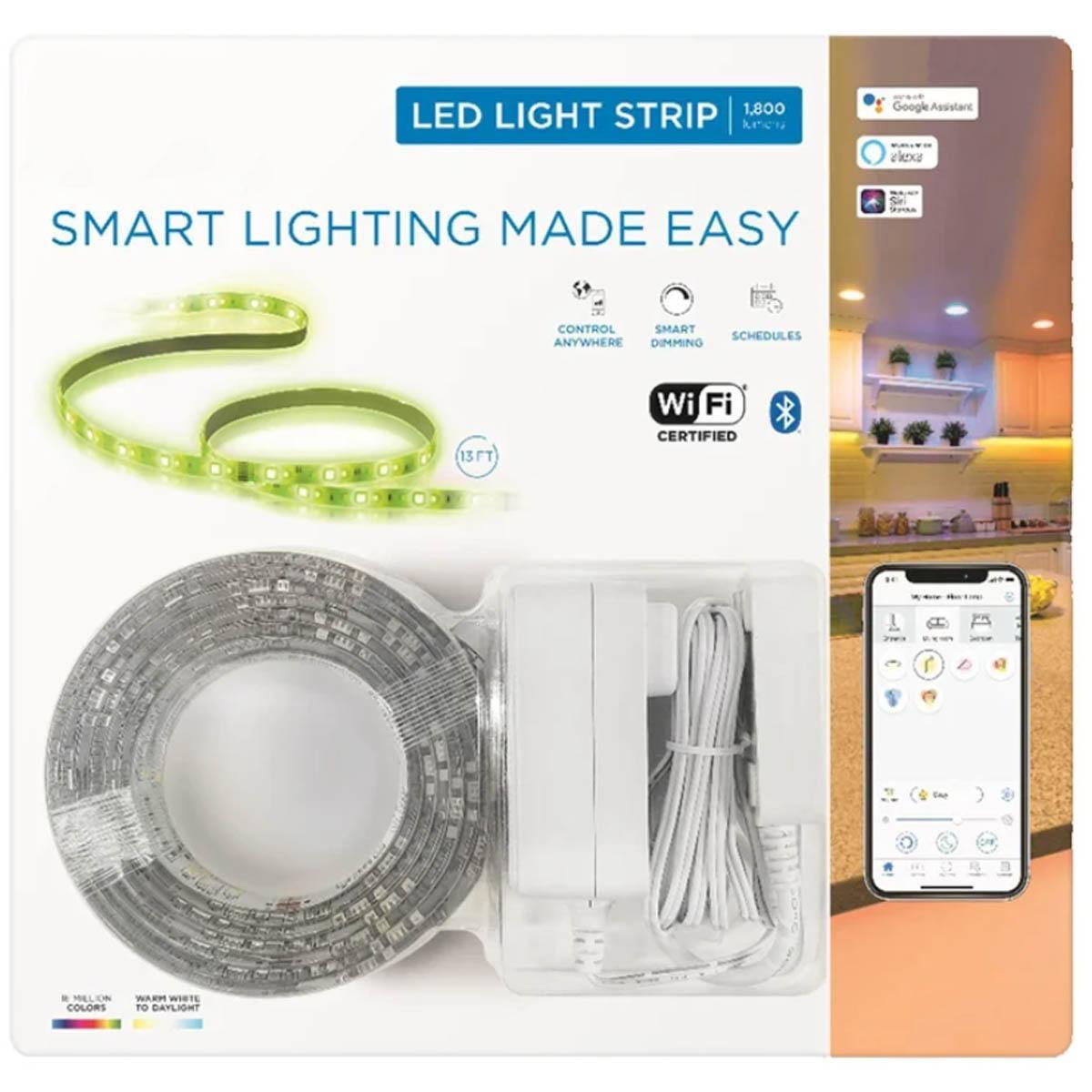 Smart LED strip Light Kit, 13ft, Wifi and Bluetooth Wiz App, RGB and Tunable white, 64 Scenes and Music, 12V - Bees Lighting