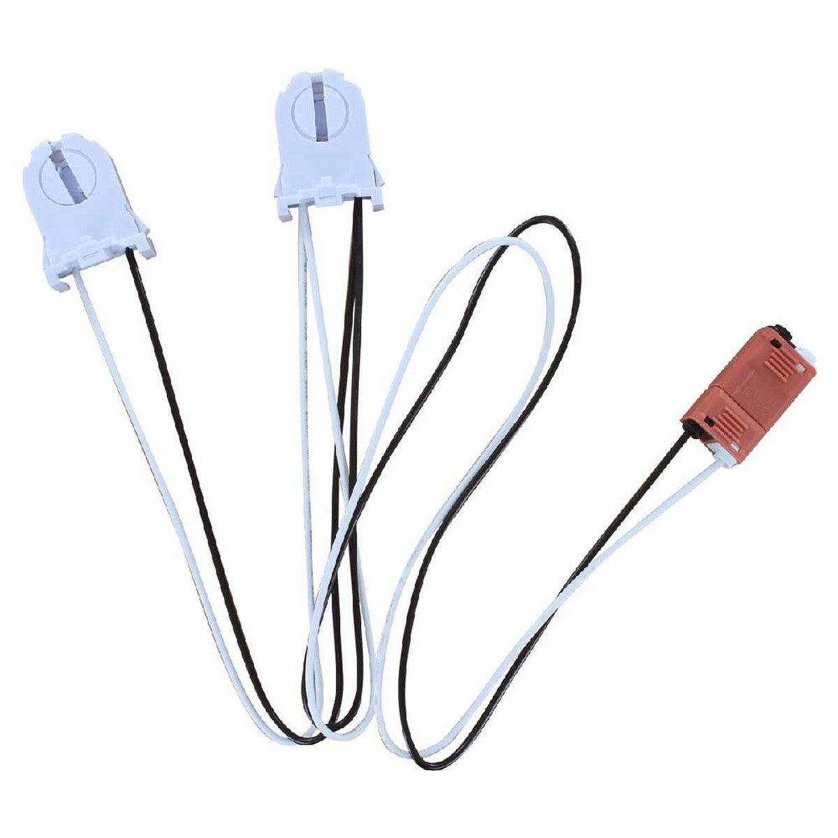 2-Lamp Wiring Harness with Short Non-shunted Sockets for LED Tubes - Bees Lighting