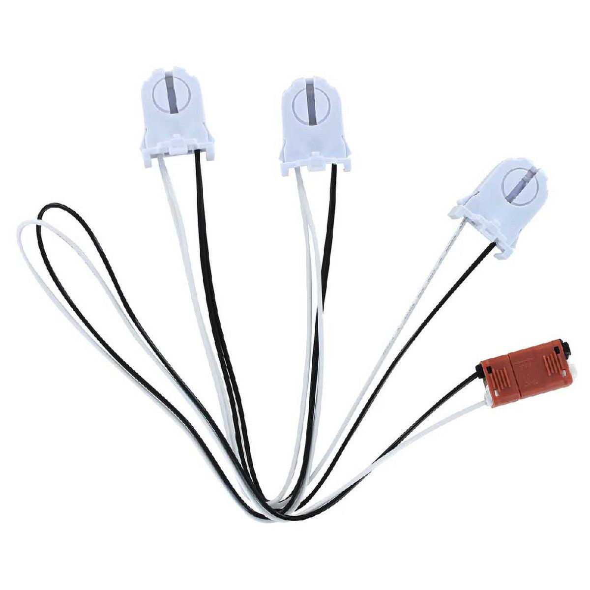 3-Lamp Wiring Harness with Short Non-shunted Sockets for LED Tubes - Bees Lighting