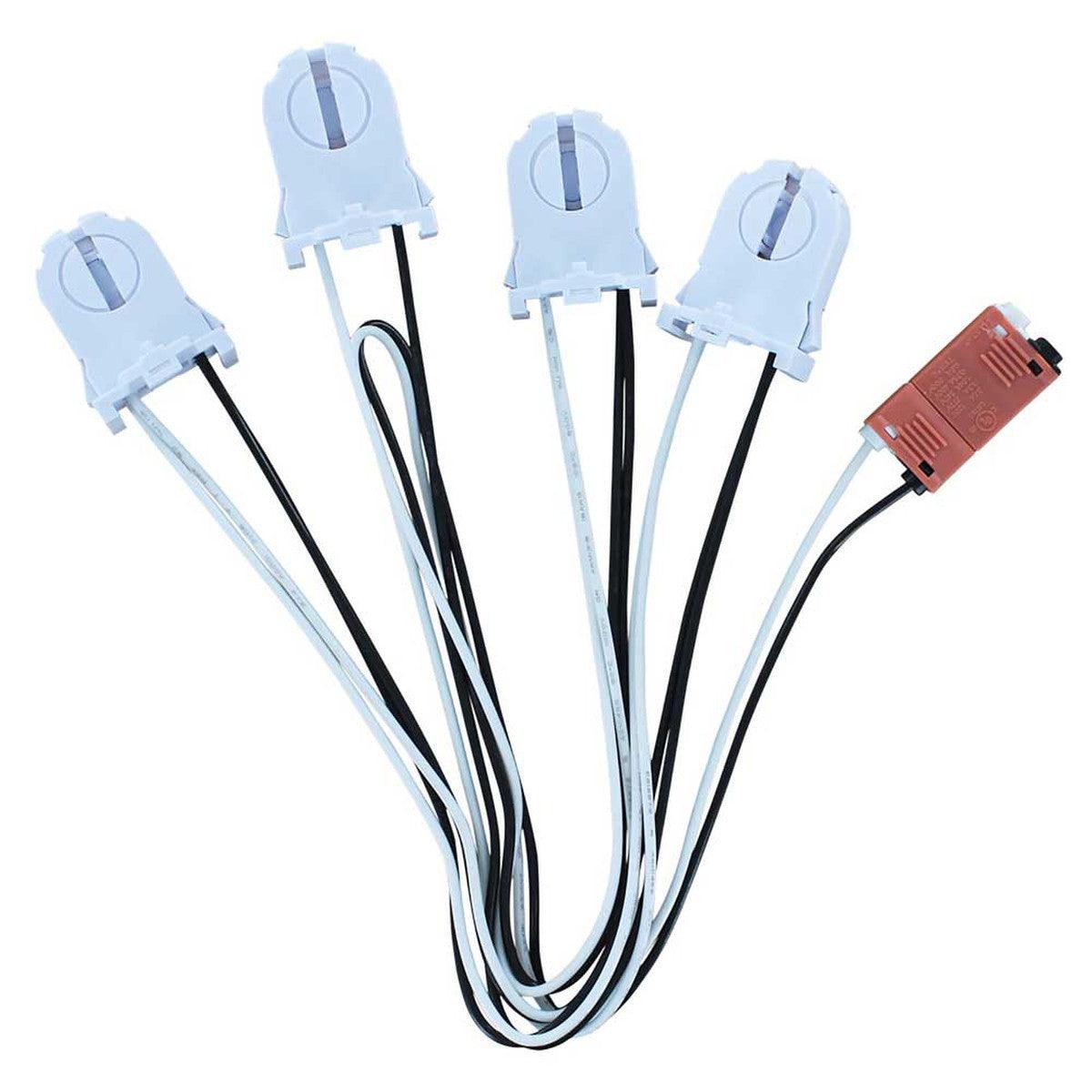 4-Lamp Wiring Harness with Short Non-shunted Sockets for LED Tubes - Bees Lighting