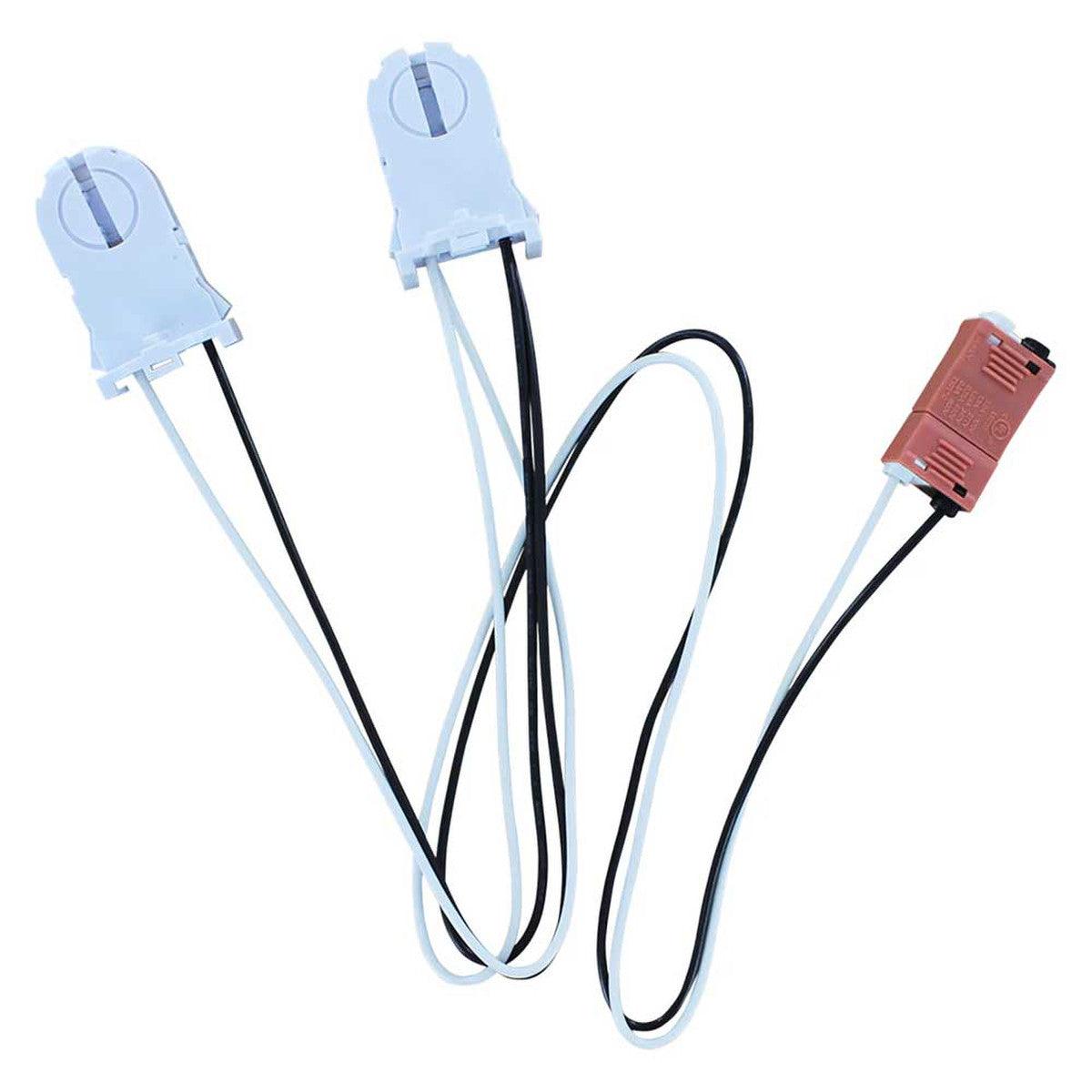 2-Lamp Wiring Harness with Tall Non-shunted Sockets for LED Tubes - Bees Lighting