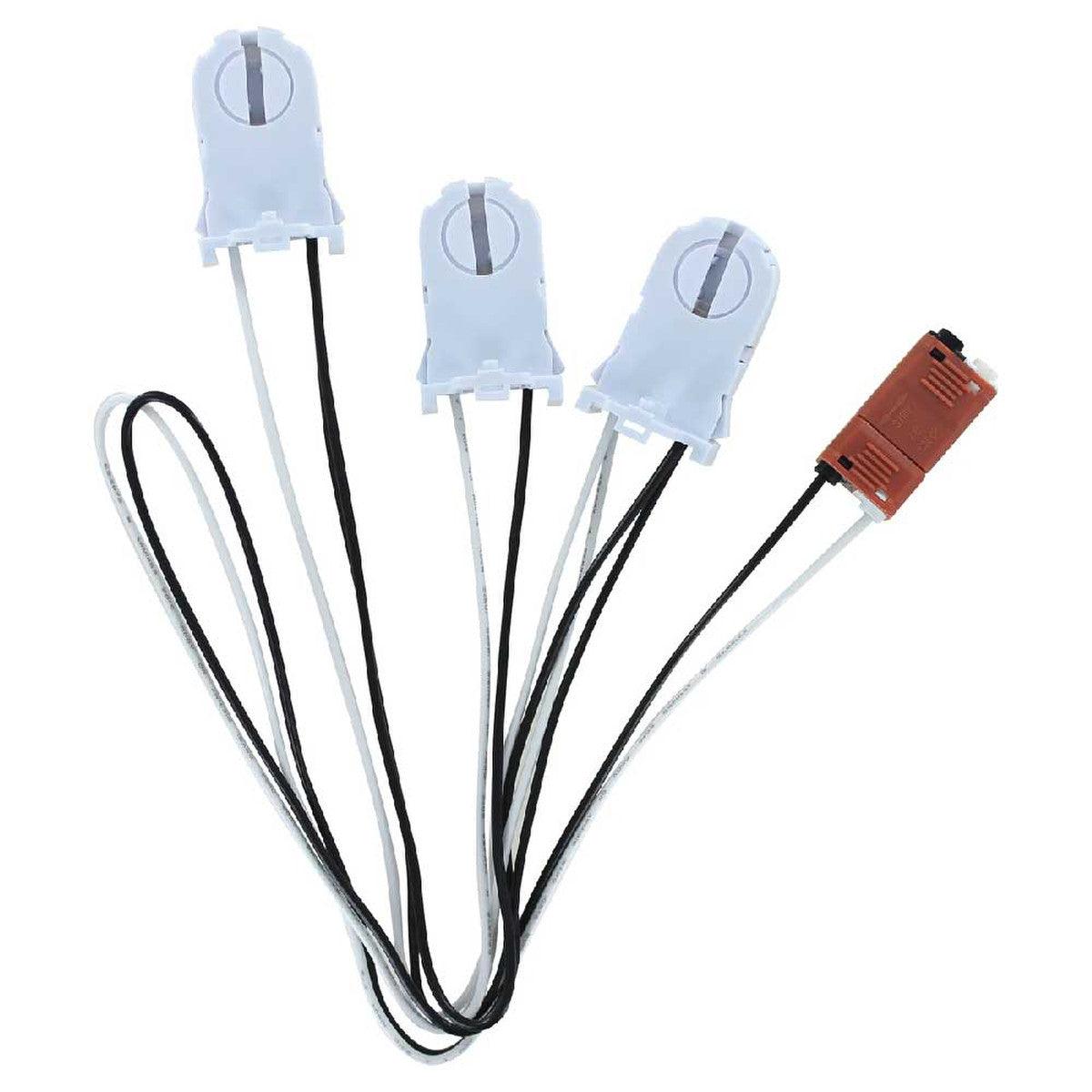 3-Lamp Wiring Harness with Tall Non-shunted Sockets for LED Tubes - Bees Lighting