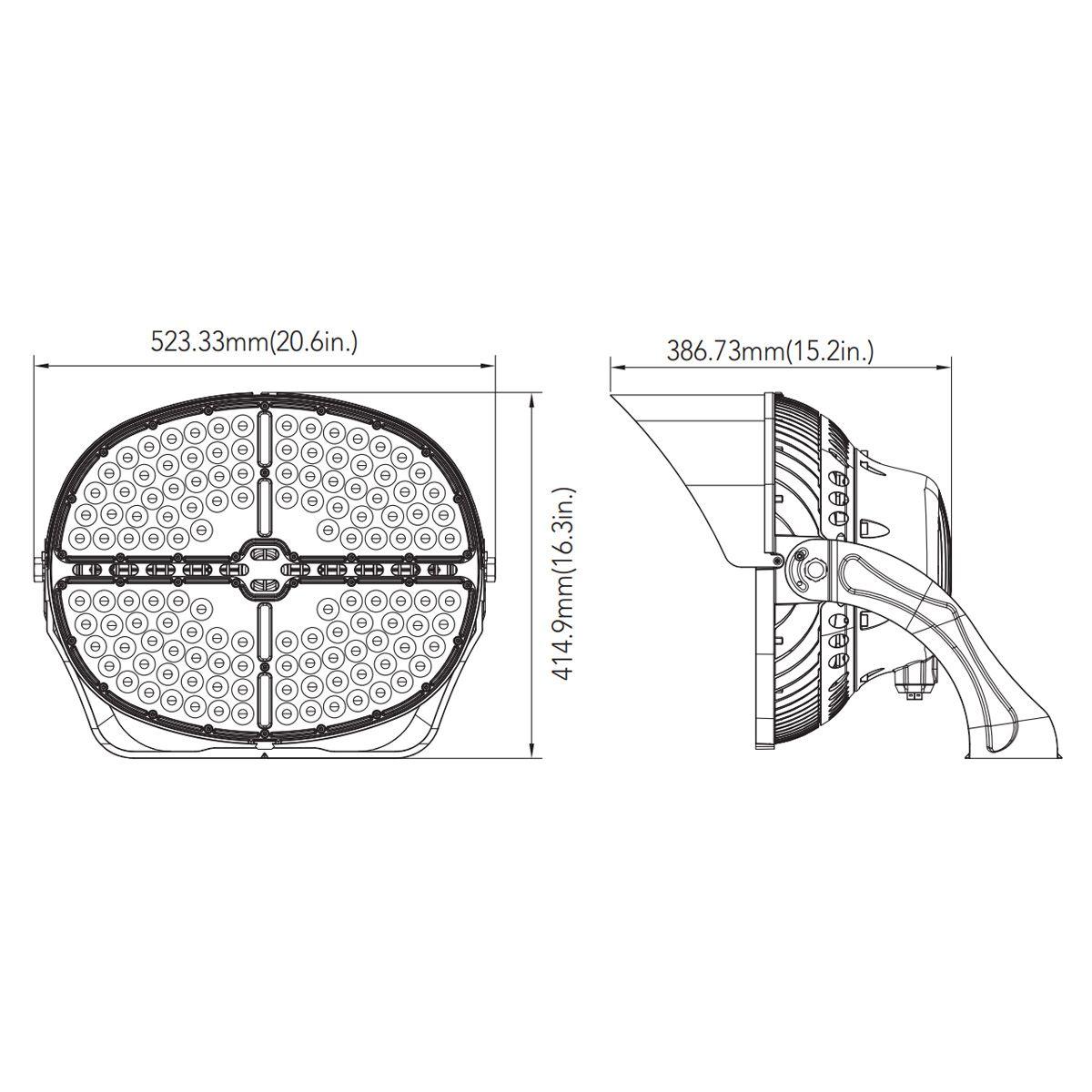 LED Sport Stadium Light, 505 Watts, 72000 lm, NEMA 4Hx4V, Trunnion Mount, 5000K, 120-277V - Bees Lighting