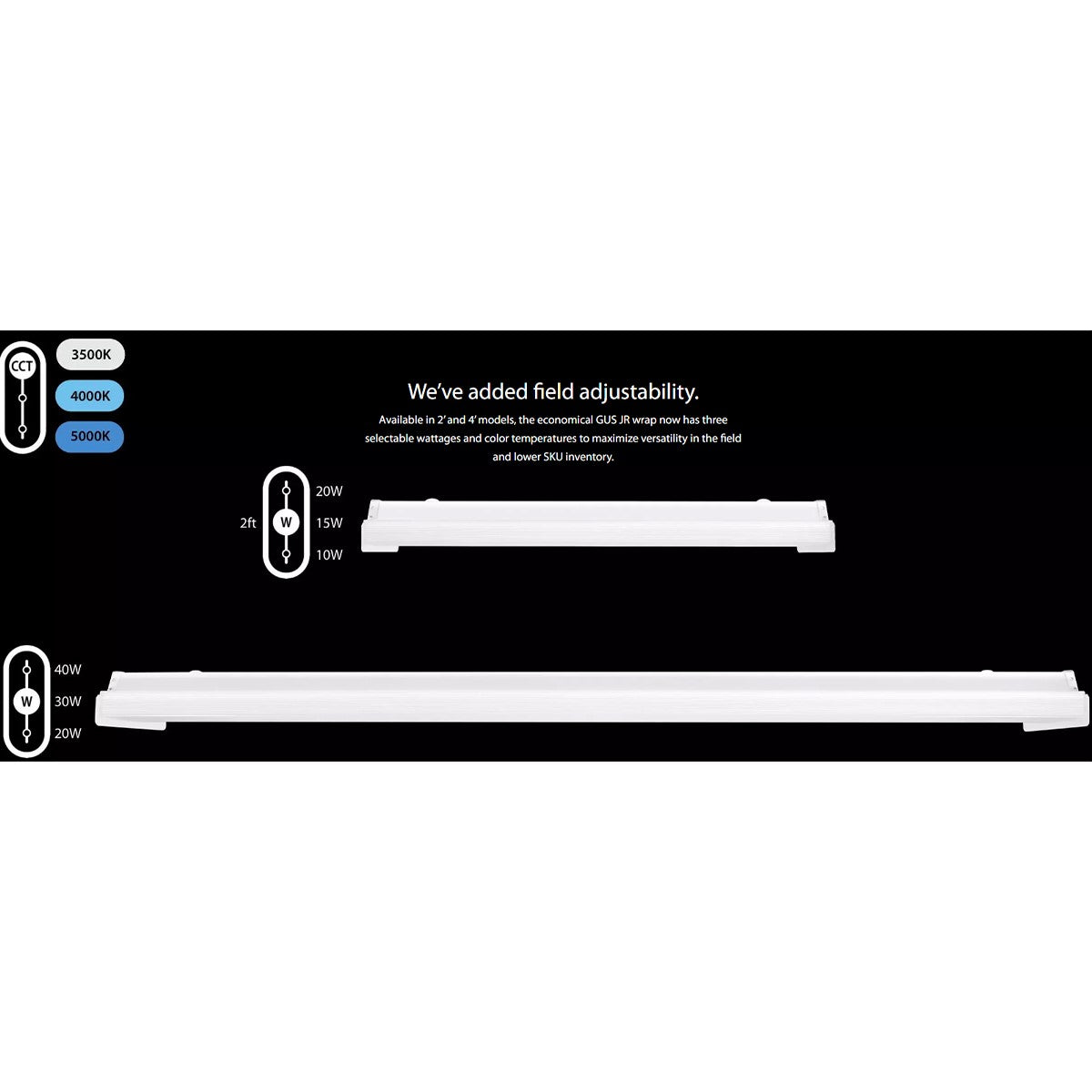 2ft LED Wrap Light, 10/20 Watts, 2800 Lumens, 35K/40K/50K, Prismatic Diffuser, 120/277V - Bees Lighting
