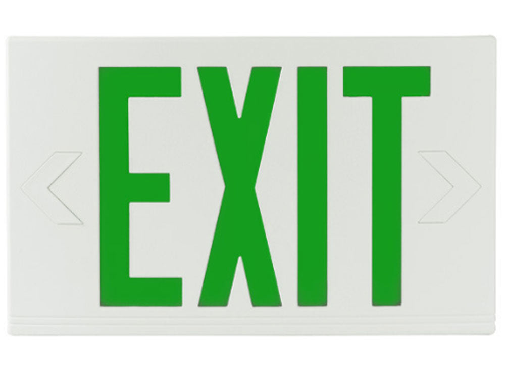 Thermoplastic LED Exit Sign Double Face with Green Letters Battery Backup, White