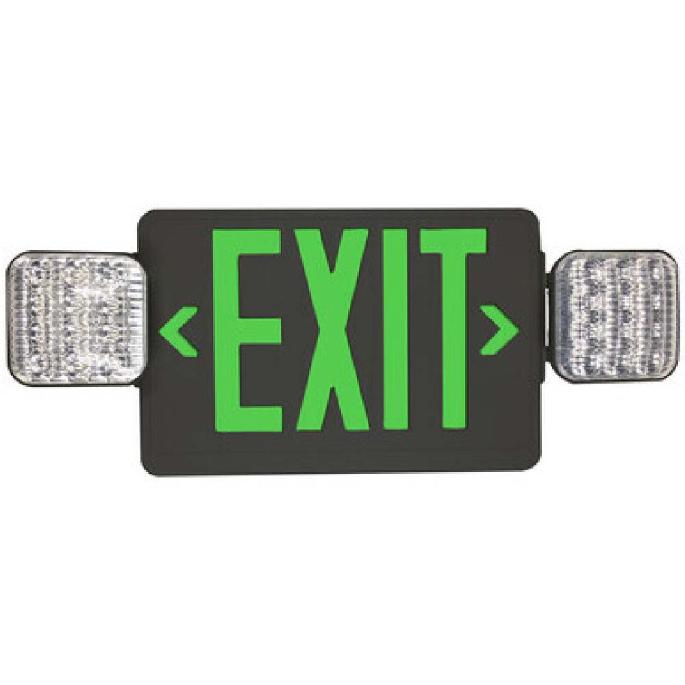 Thermoplastic Emergency Exit Sign with Lights Double face with Green Letters, Black