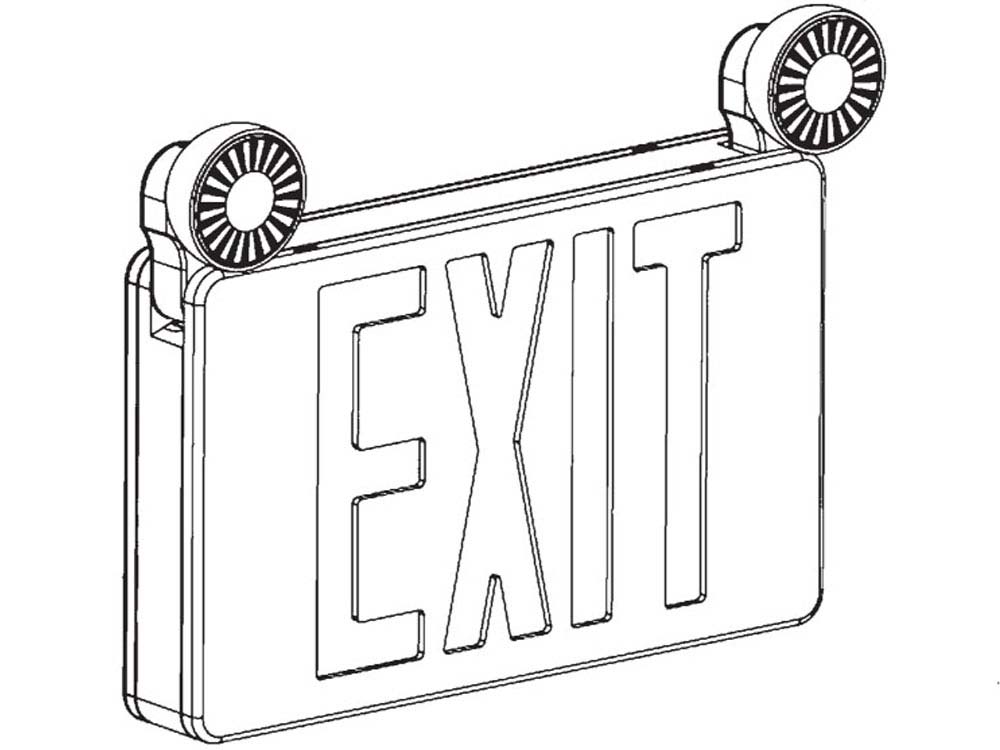 Emergency Exit Sign with Lights Combo 2 Light Heads Green Letters, White - Bees Lighting