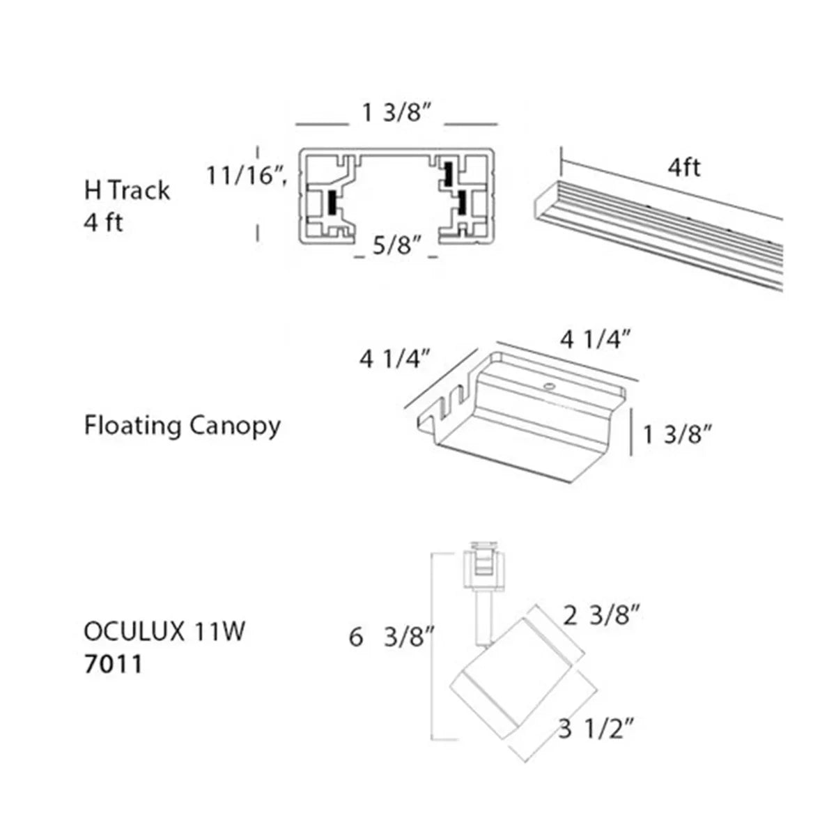 Ocularc 7011 3-Light LED Track Kit 3075 Lumens, Selectable CCT, 17° / 30° / 60° - Bees Lighting
