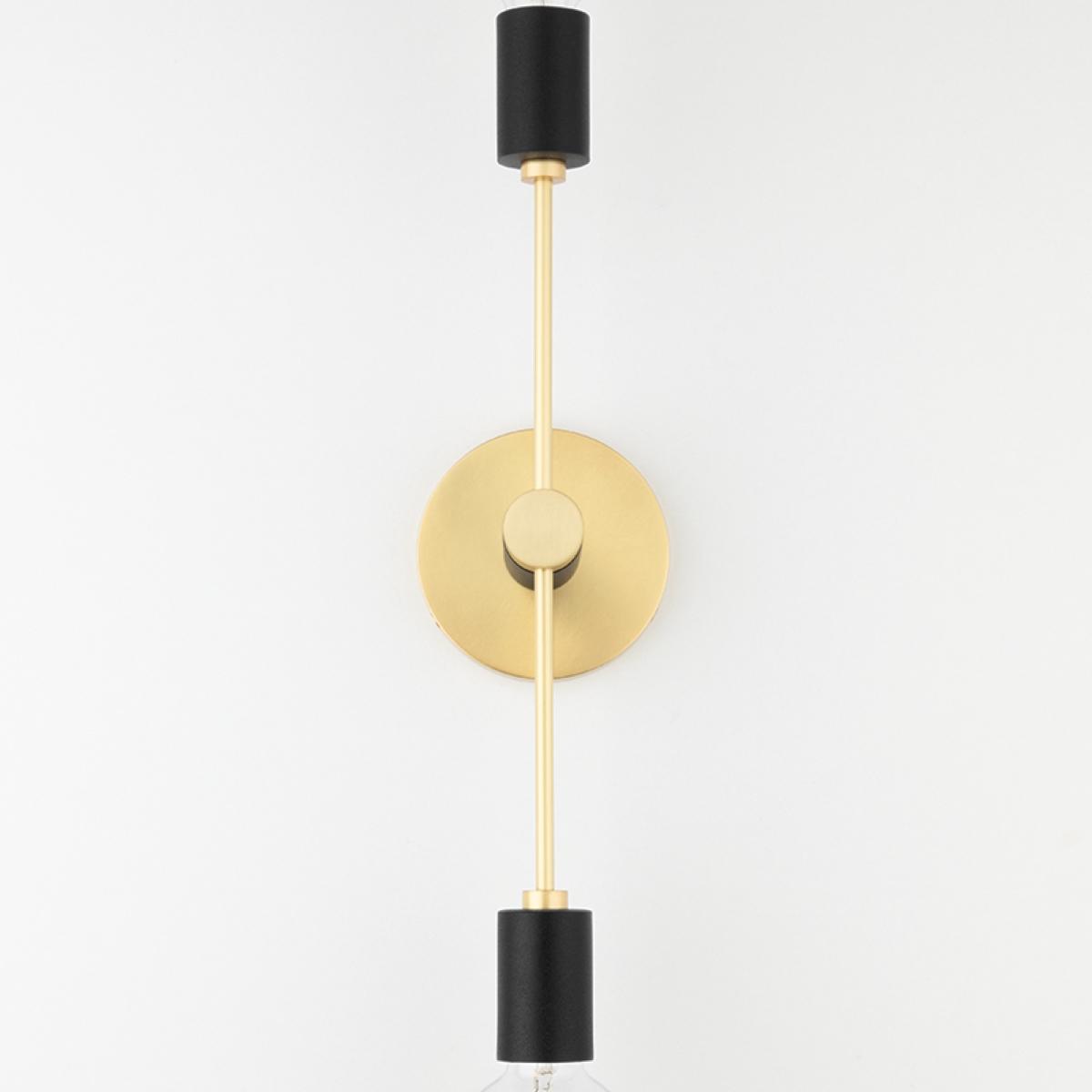 Asrid 2 Lights Armed Sconce Brass & Black Finish - Bees Lighting