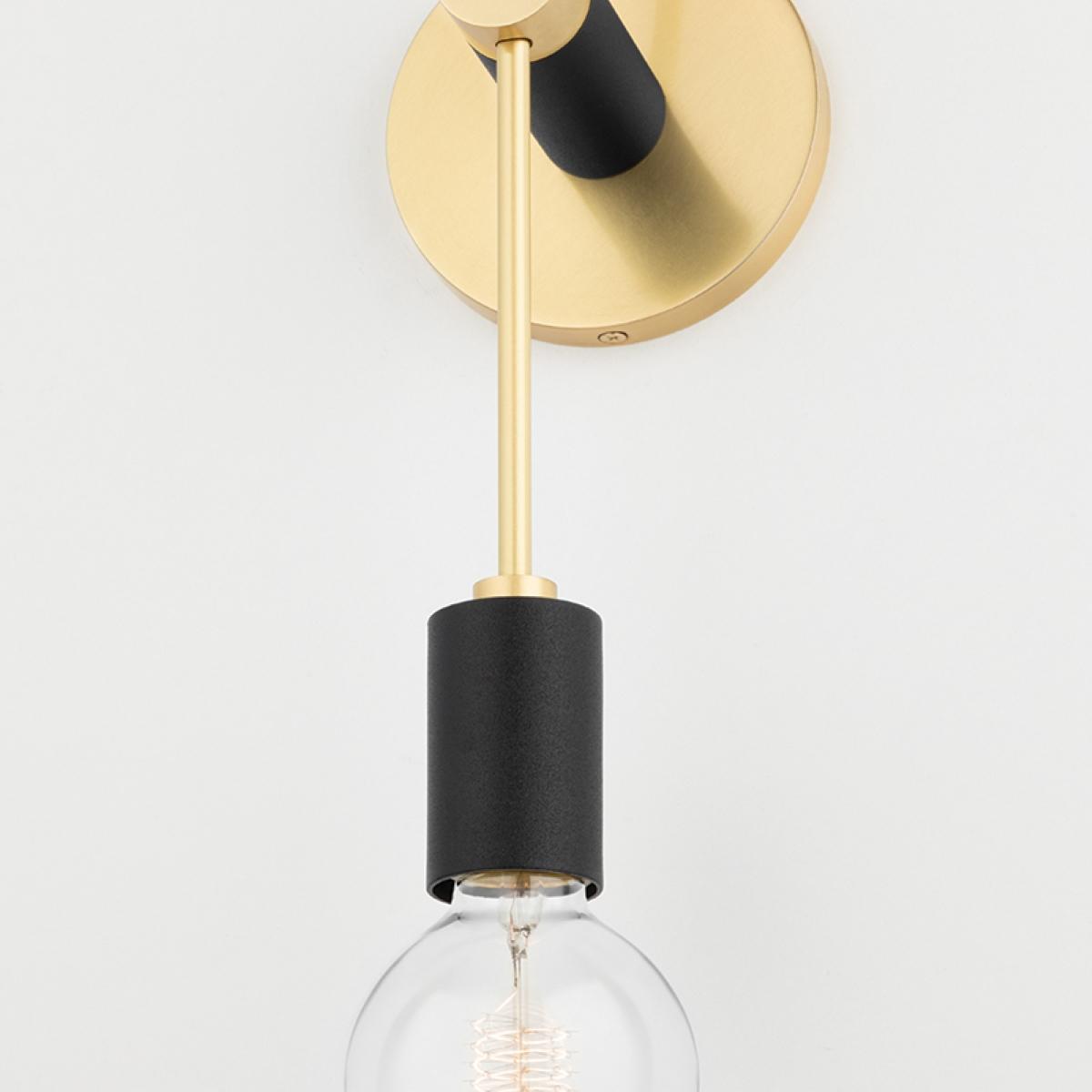 Asrid 2 Lights Armed Sconce Brass & Black Finish - Bees Lighting