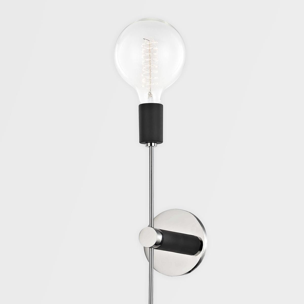 Asrid 2 Lights Armed Sconce Polished Nickel & Black Finish - Bees Lighting