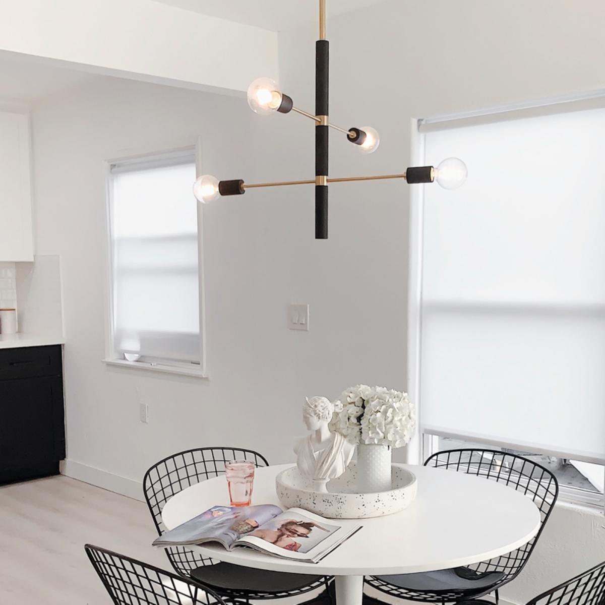 Asrid 4 Lights Chandelier Brass & Black finish - Bees Lighting