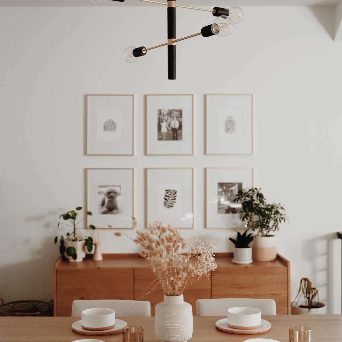 Asrid 4 Lights Chandelier Brass & Black finish - Bees Lighting