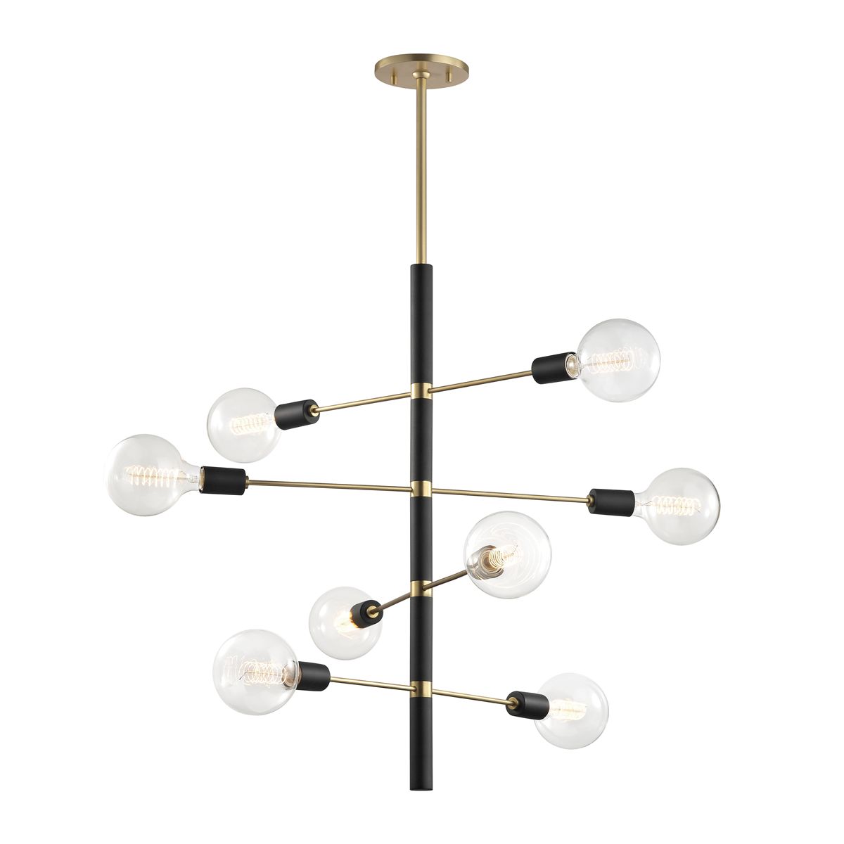 Asrid 8 Lights Chandelier Brass & Black finish