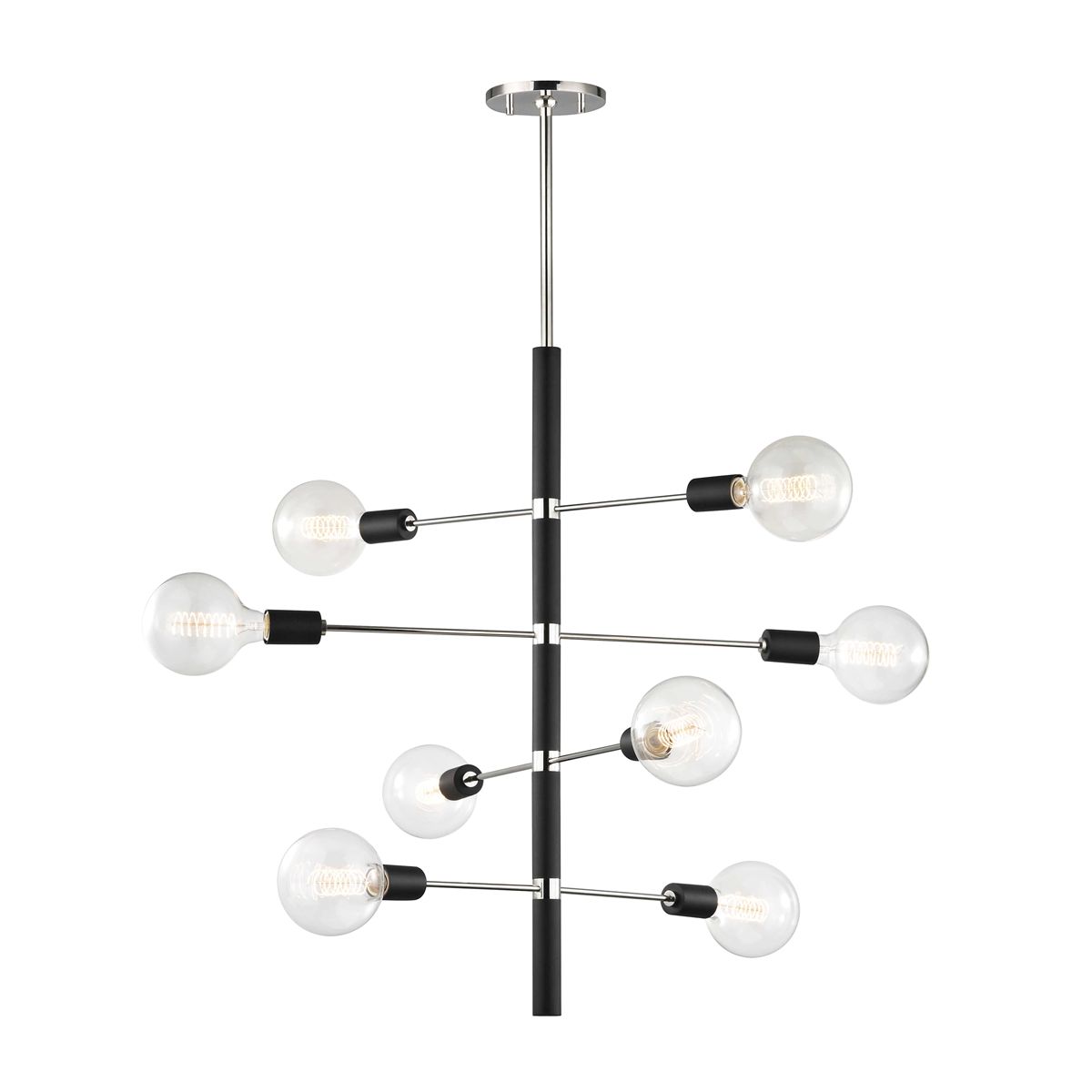 Asrid 8 Lights Chandelier Polished Nickel & Black finish - Bees Lighting