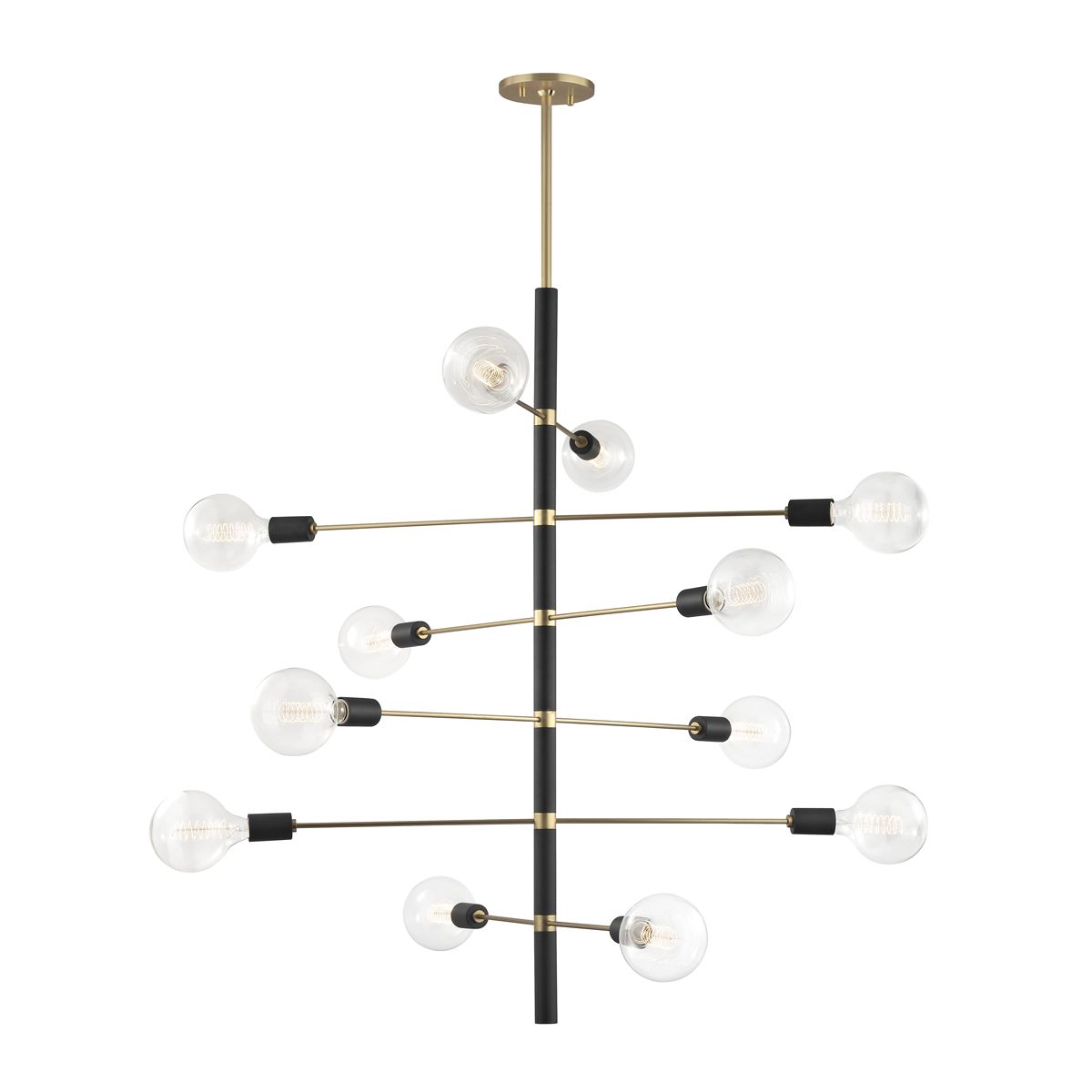 Asrid 12 Lights Chandelier Brass & Black finish - Bees Lighting