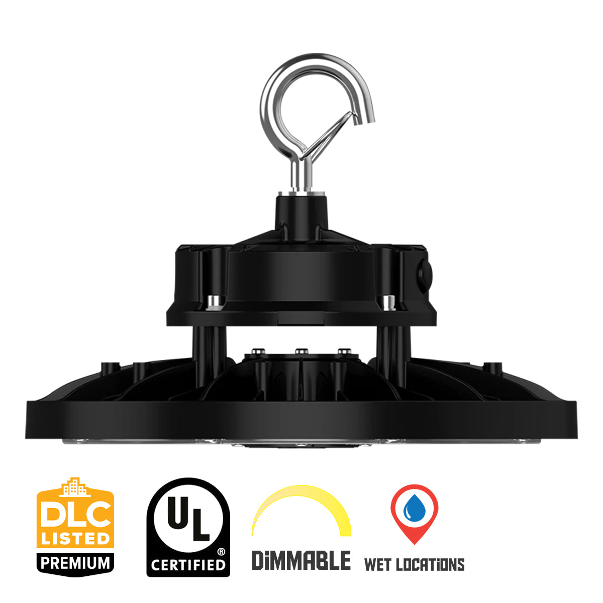 High Bay UFO LED Light, 22000 Lumens, 150W, 30K/40K/50K, 120/277V, Black - Bees Lighting