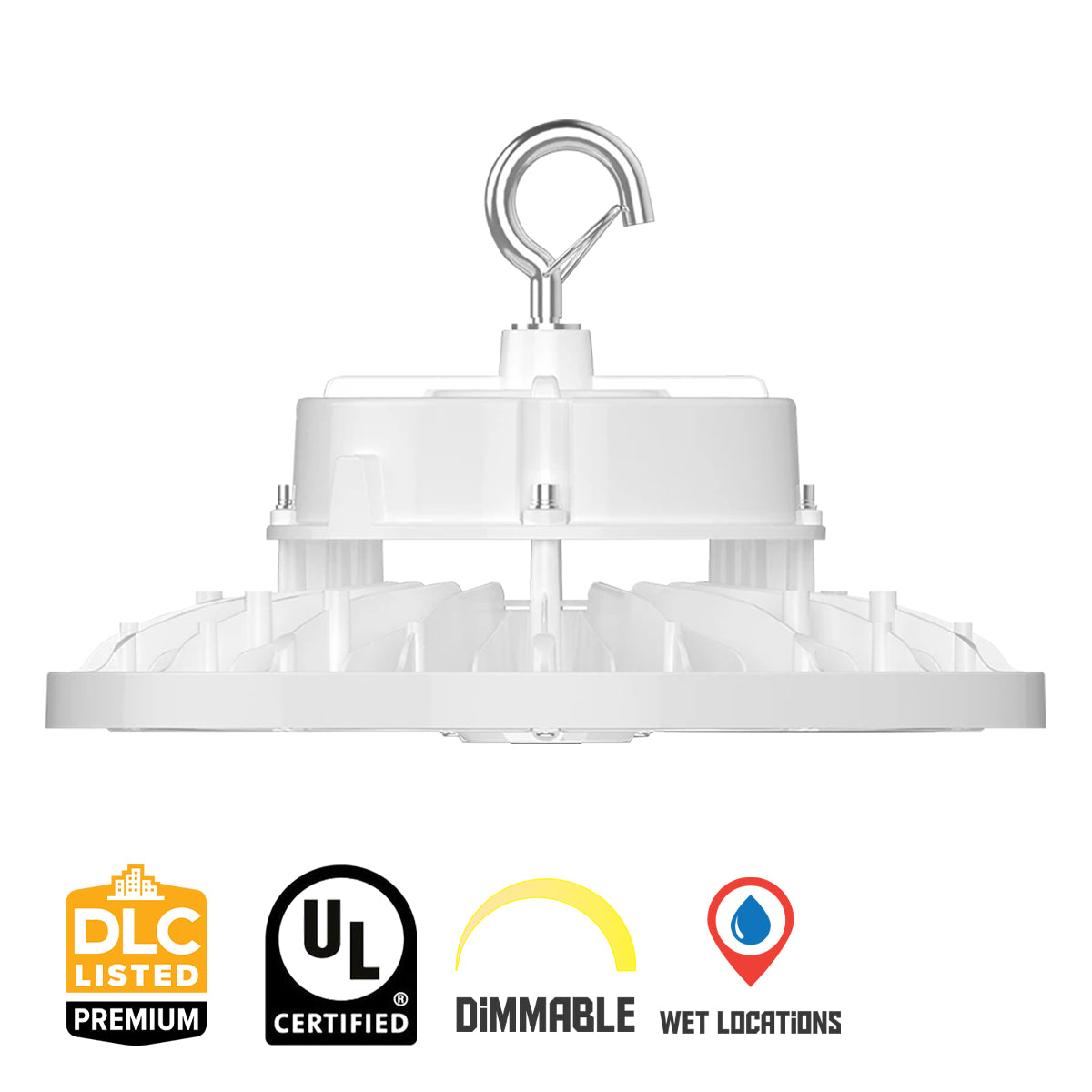 High Bay UFO LED Light, 37000 Lumens, 150/200/240W, 30K/40K/50K, 120/277V, White - Bees Lighting