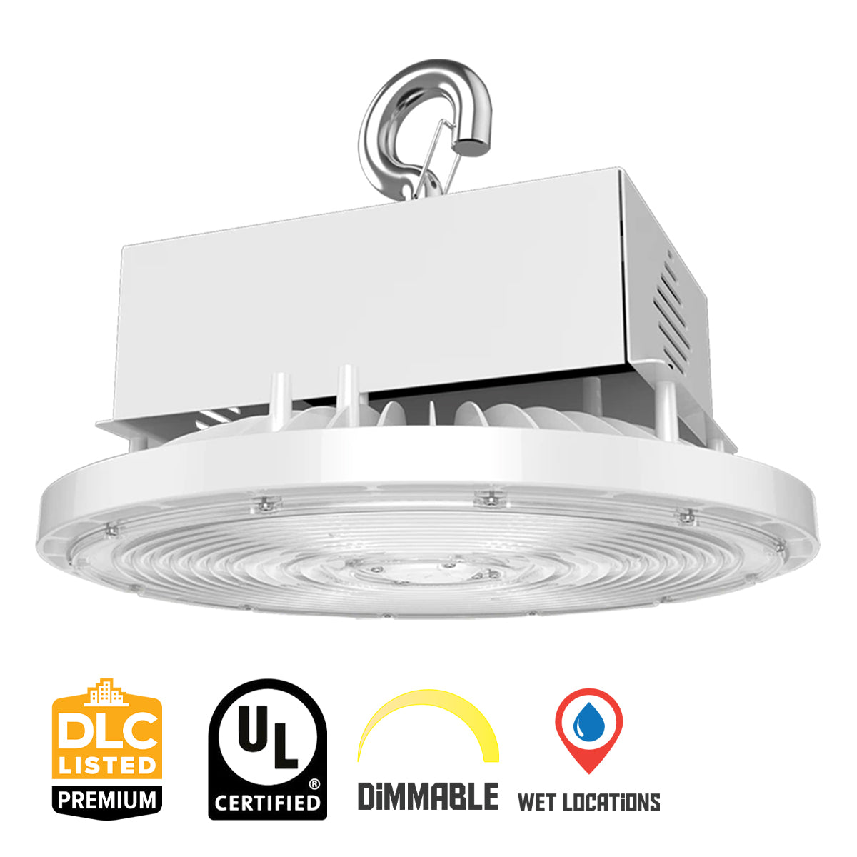 High Bay UFO LED Light, 79000 Lumens, 500W, 30K/40K/50K, 480V, White - Bees Lighting