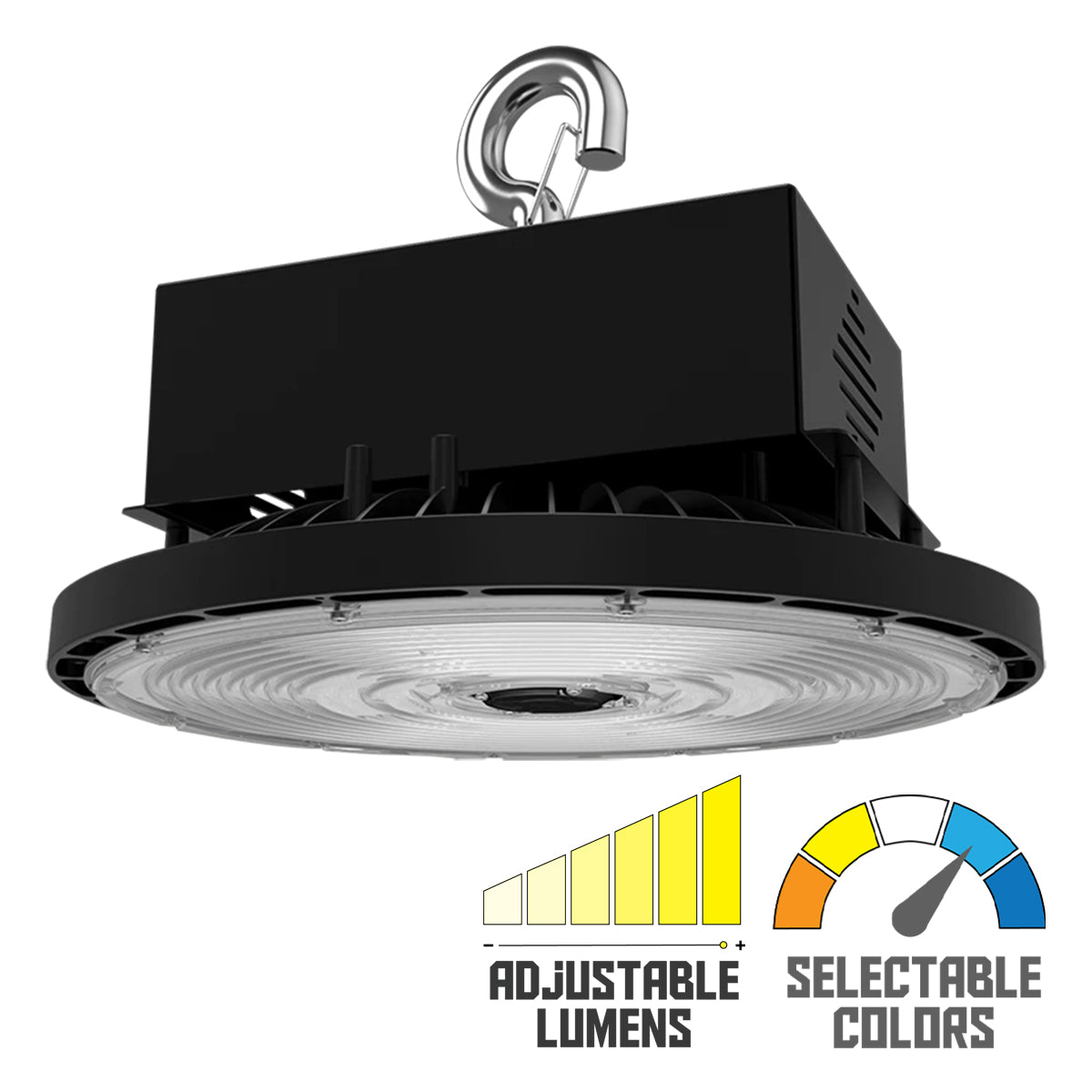 High Bay UFO LED Light, 79000 Lumens, 300/400/500W, 30K/40K/50K, 480V, Black - Bees Lighting