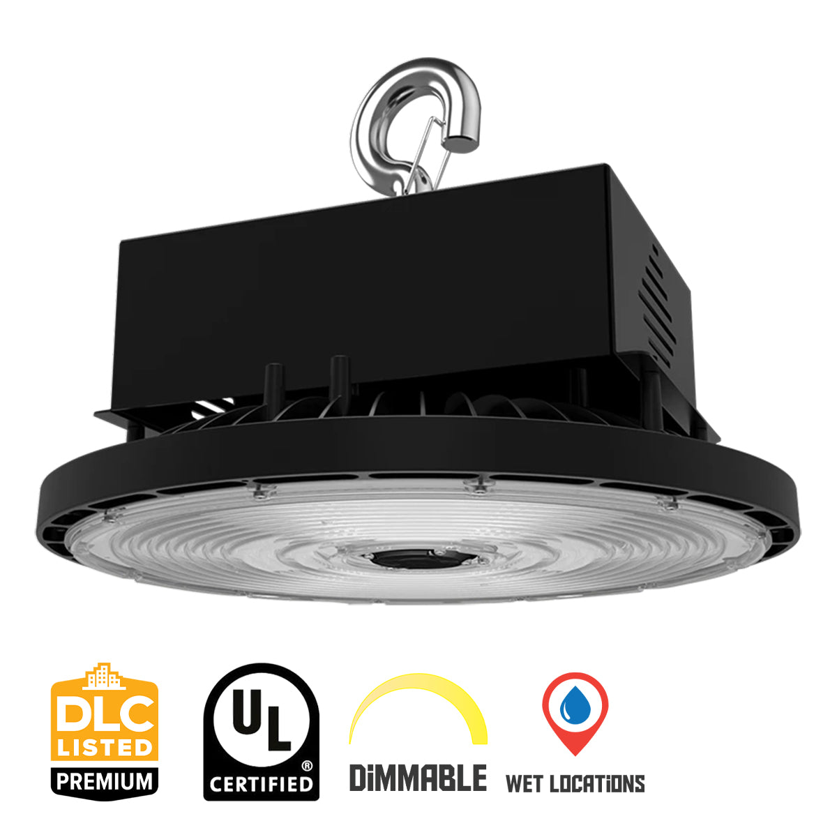 High Bay UFO LED Light, 79000 Lumens, 500W, 30K/40K/50K, 480V, Black - Bees Lighting
