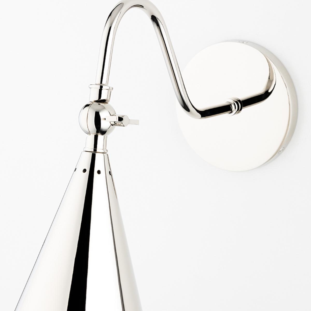 Lupe 12 in. Armed Sconce Polished Nickel finish - Bees Lighting
