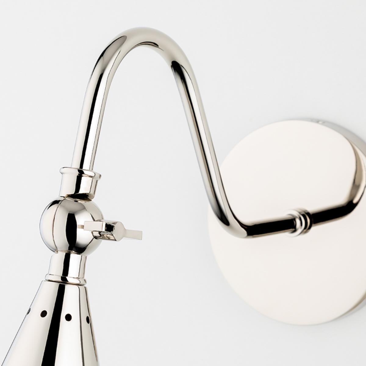 Lupe 12 in. Armed Sconce Polished Nickel finish - Bees Lighting