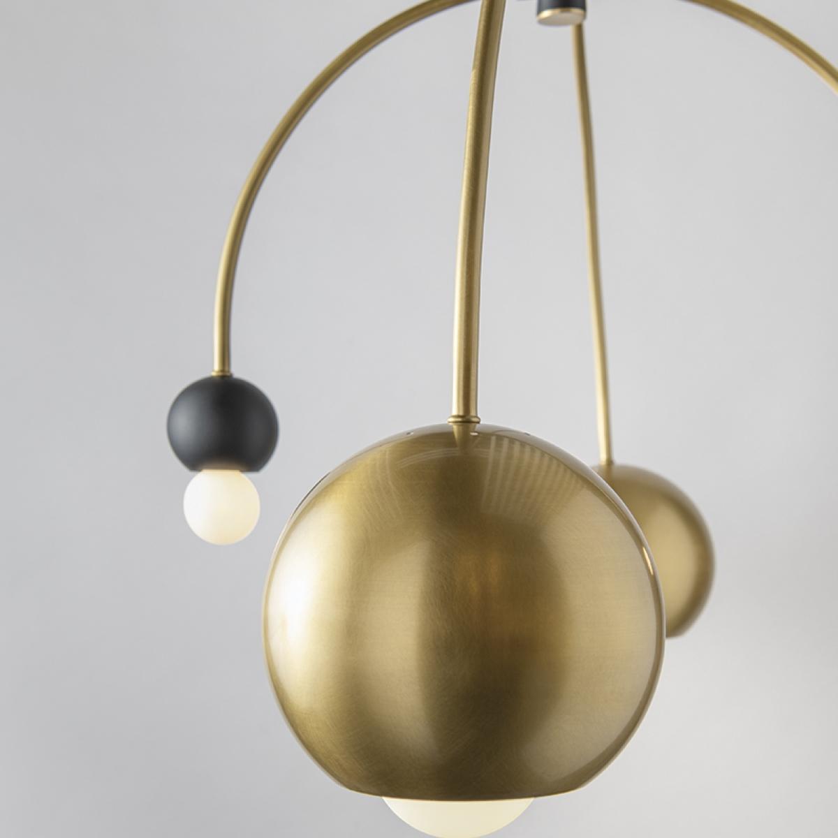 Willow Chandelier Aged Brass & Black Finish - Bees Lighting