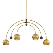 Willow Chandelier Aged Brass & Black Finish - Bees Lighting