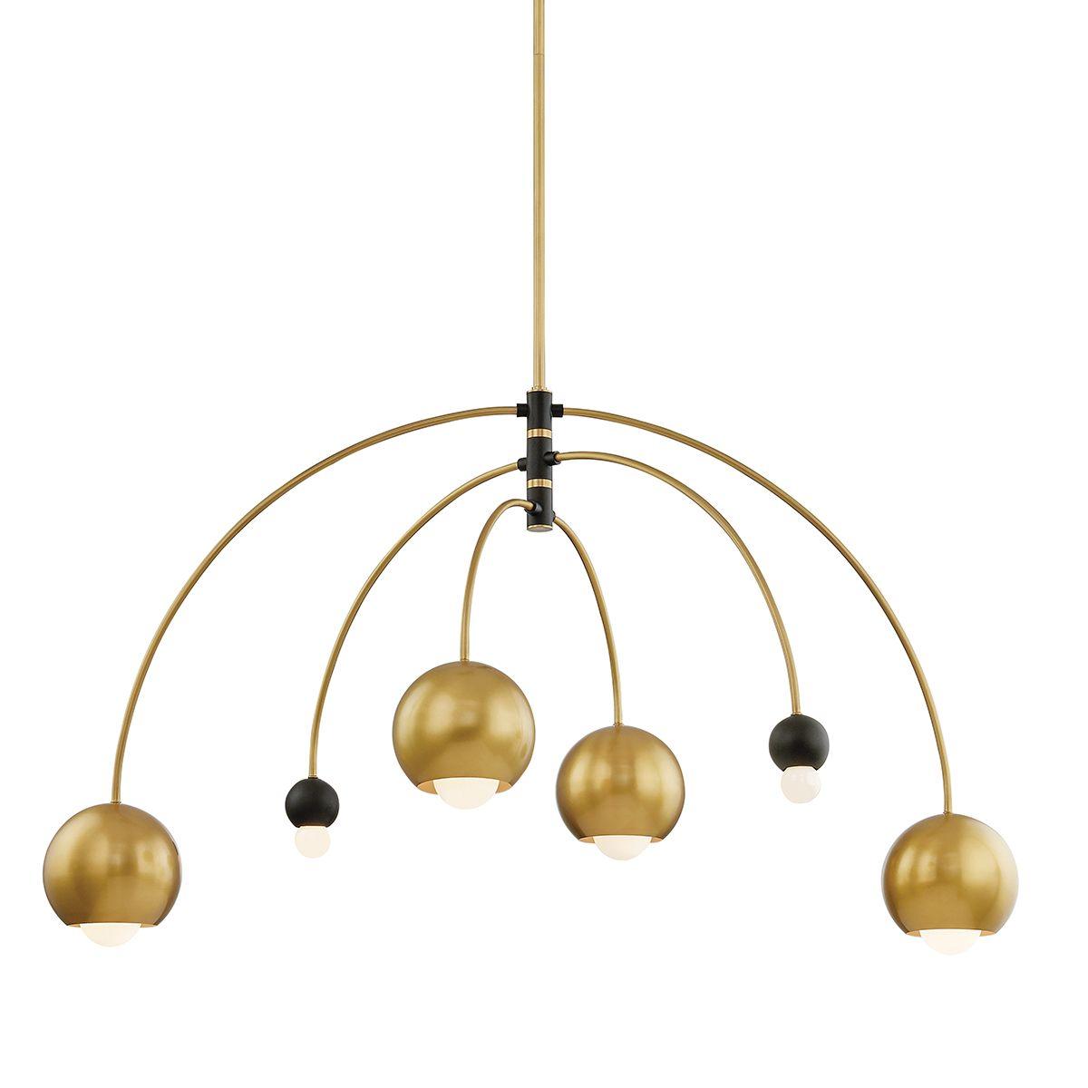 Willow 6 Lights Chandelier Aged Brass & Black finish - Bees Lighting