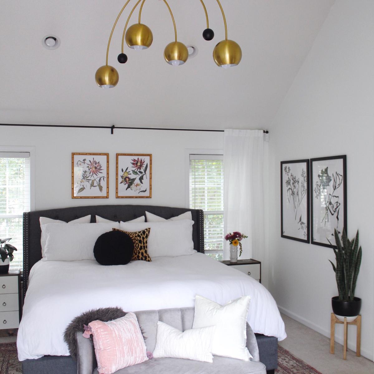 Willow 6 Lights Chandelier Aged Brass & Black finish - Bees Lighting