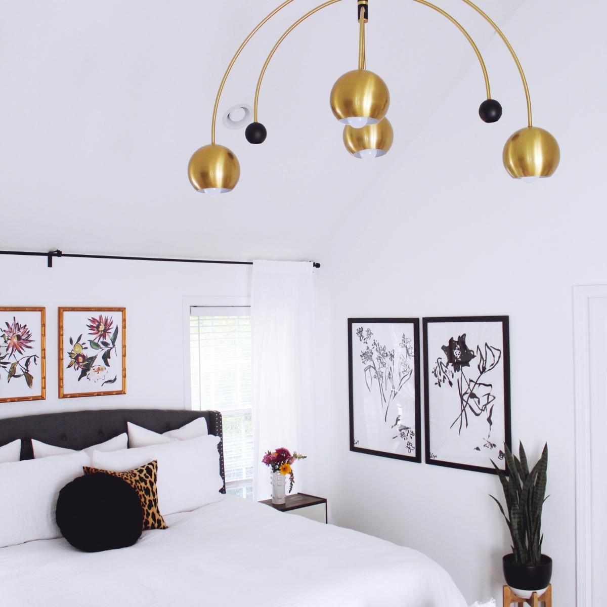 Willow 6 Lights Chandelier Aged Brass & Black finish - Bees Lighting
