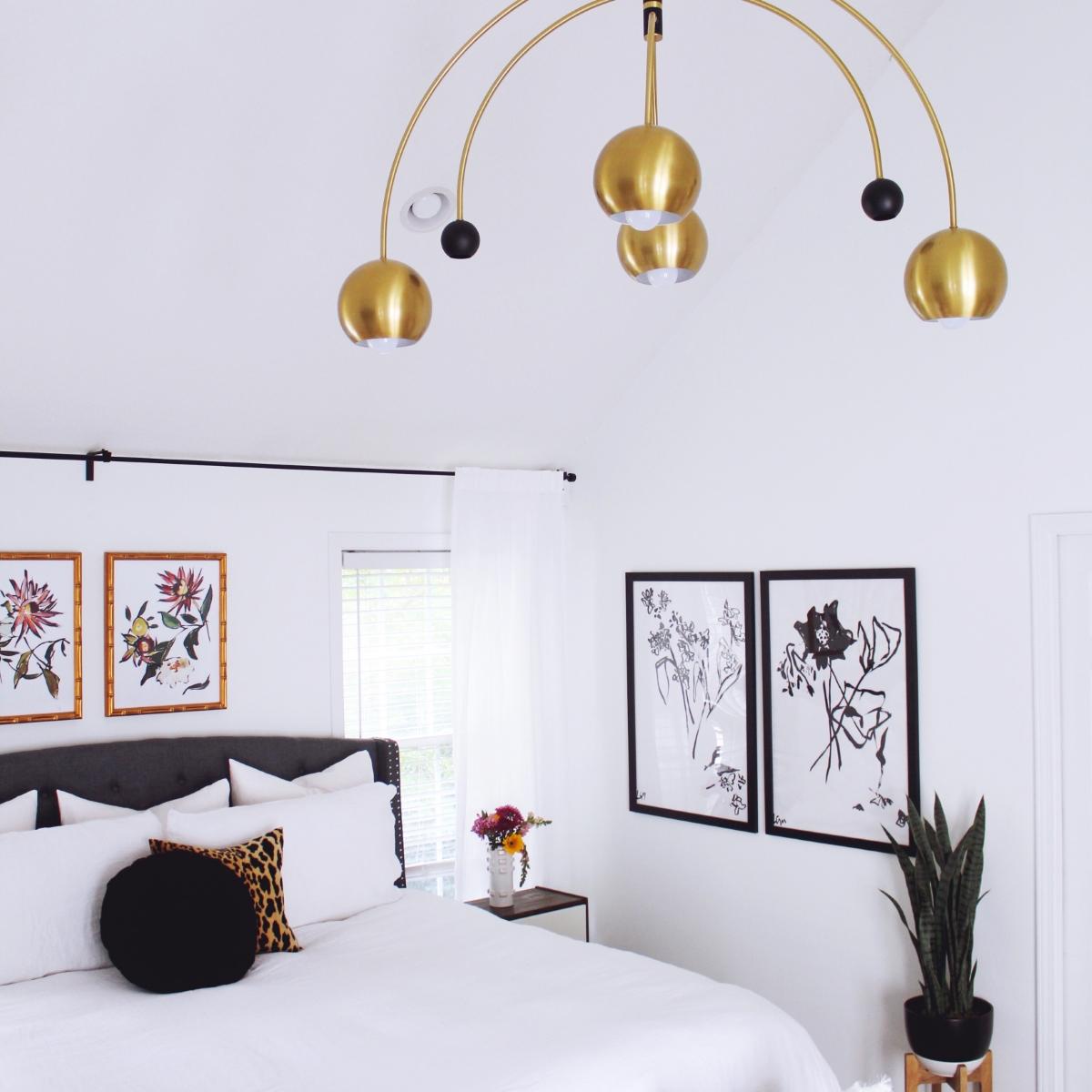 Willow 6 Lights Chandelier Aged Brass & Black finish - Bees Lighting