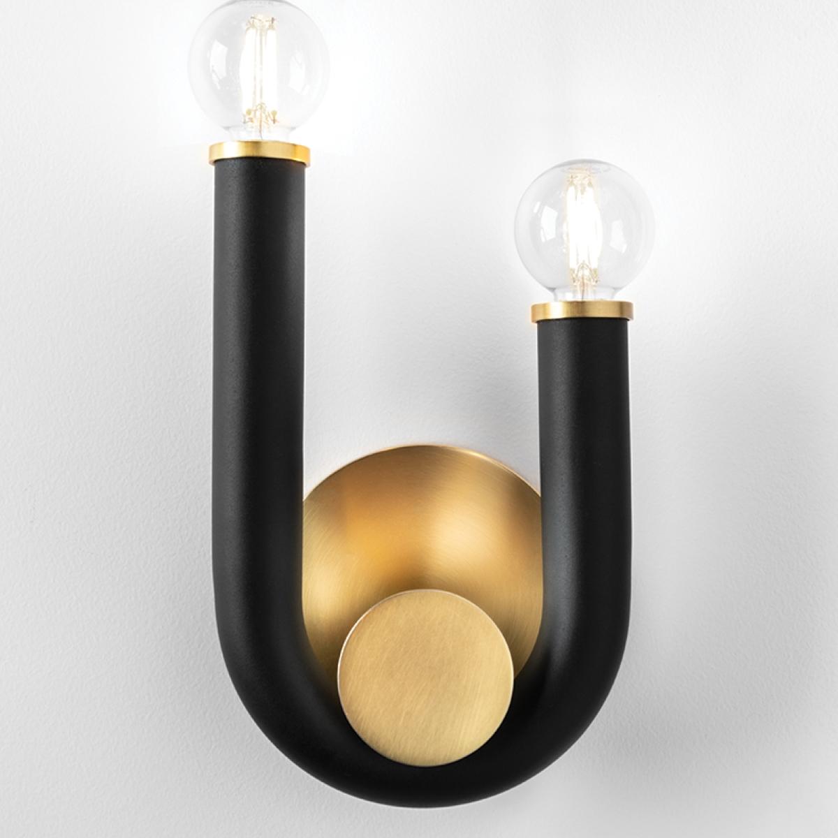 Whit 11 in. Wall Light Aged Brass & Black finish - Bees Lighting