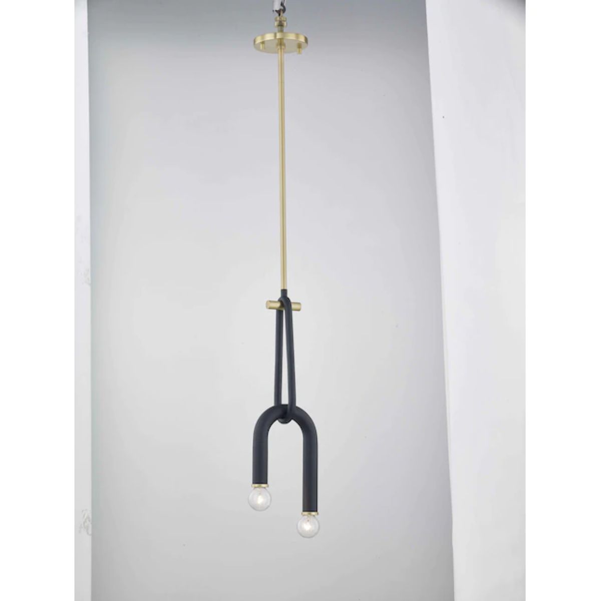 Whit 7 in. 2 Lights Pendant Light Aged Brass & Black Finish - Bees Lighting