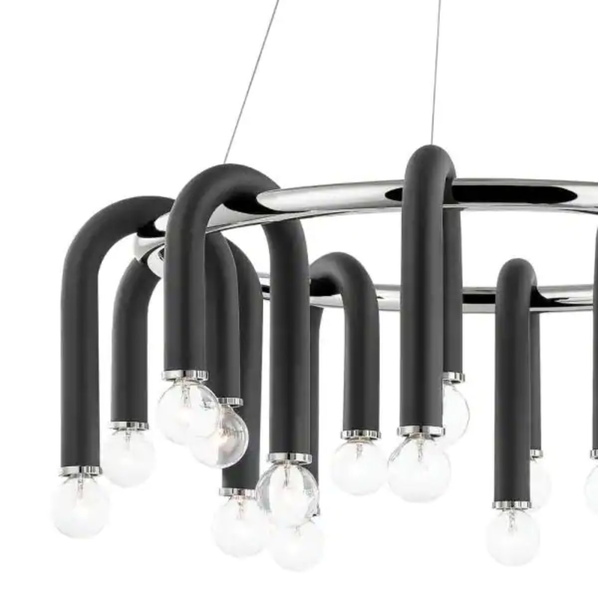 Whit 20 Lights Chandelier Polished Nickel & Black finish - Bees Lighting