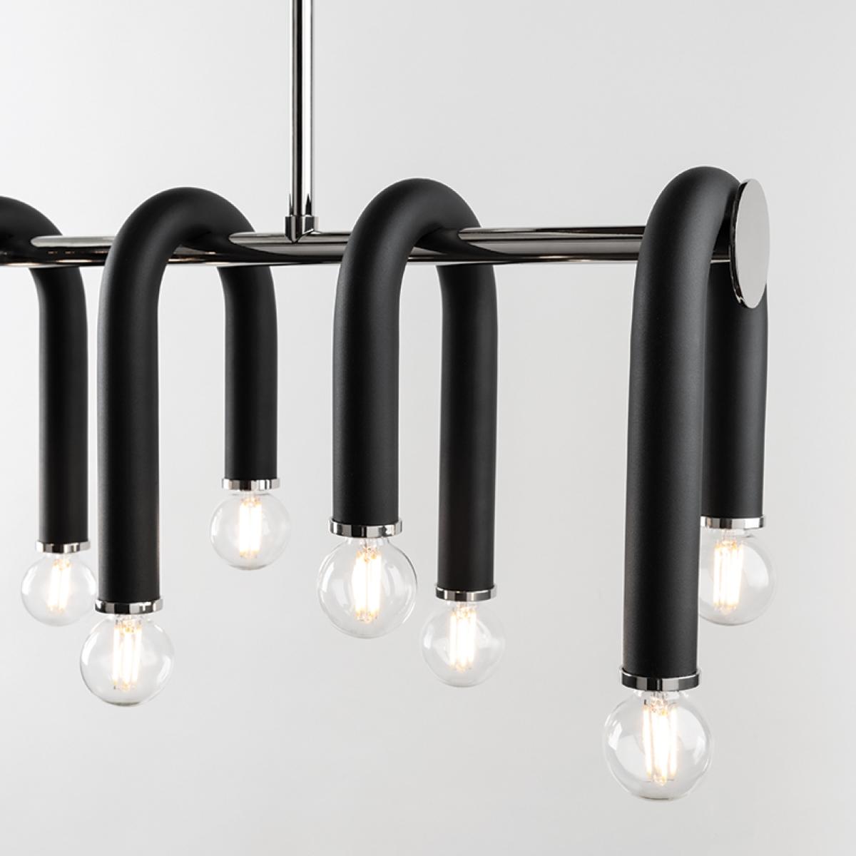 Whit 38 in. 14 Lights Pendant Light Polished Nickel & Black Finish - Bees Lighting