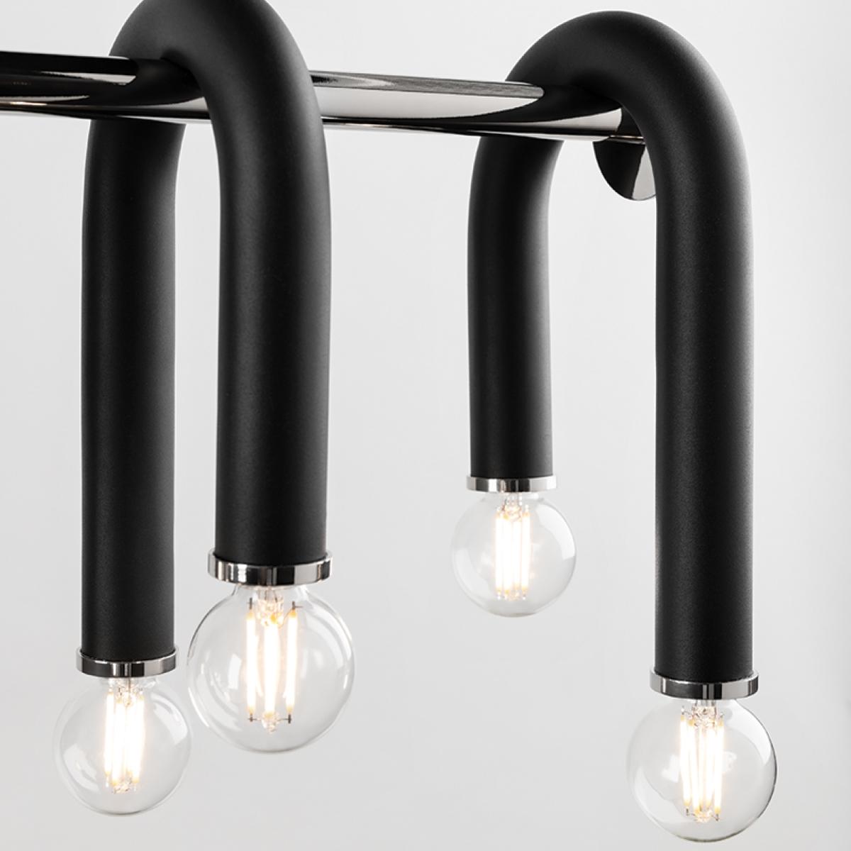 Whit 38 in. 14 Lights Pendant Light Polished Nickel & Black Finish - Bees Lighting