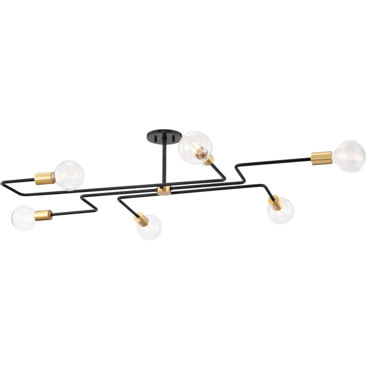 Jena 68 in. 6 lights Semi flush Mount Light Black & Brass finish - Bees Lighting