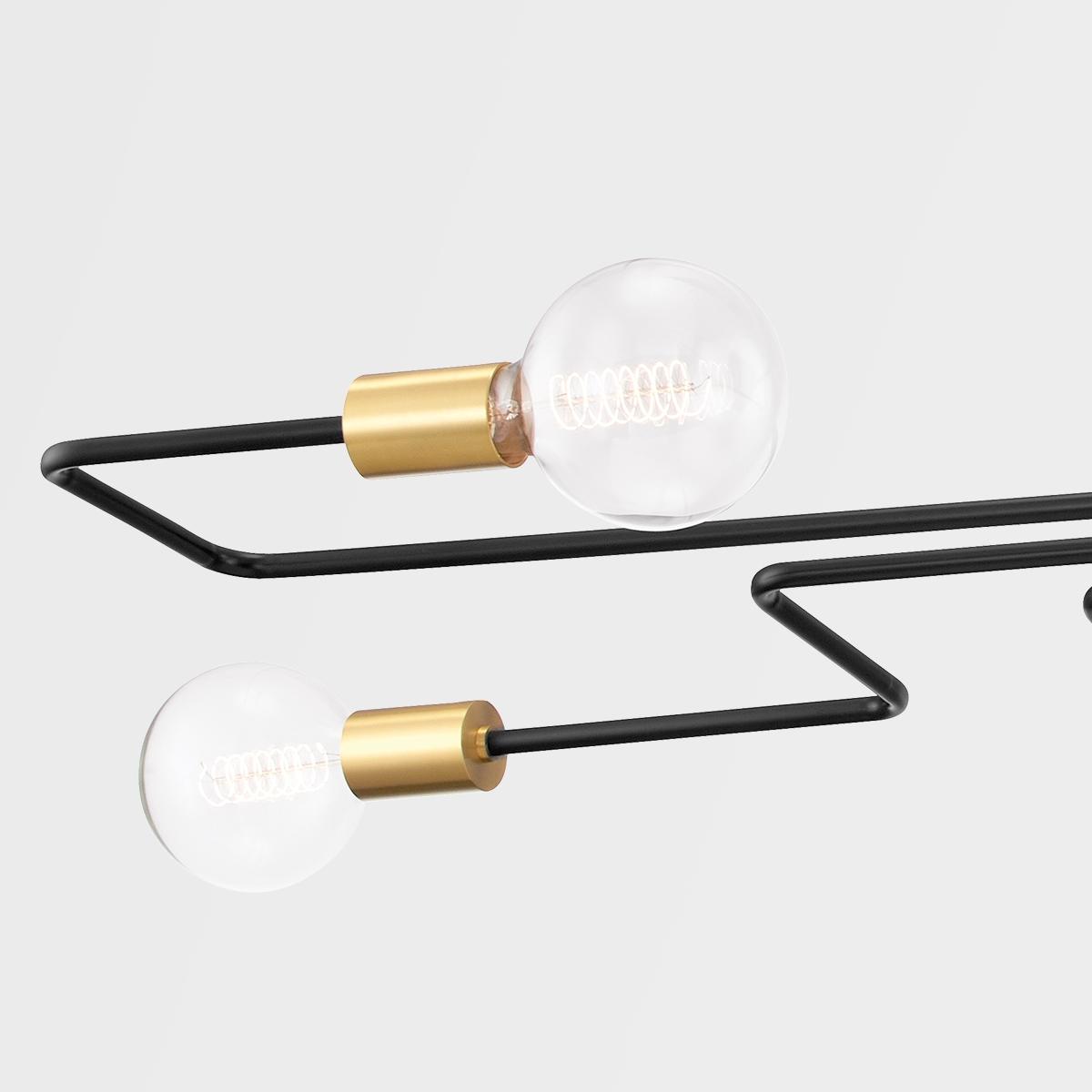 Jena 68 in. 6 lights Semi flush Mount Light Black & Brass finish - Bees Lighting