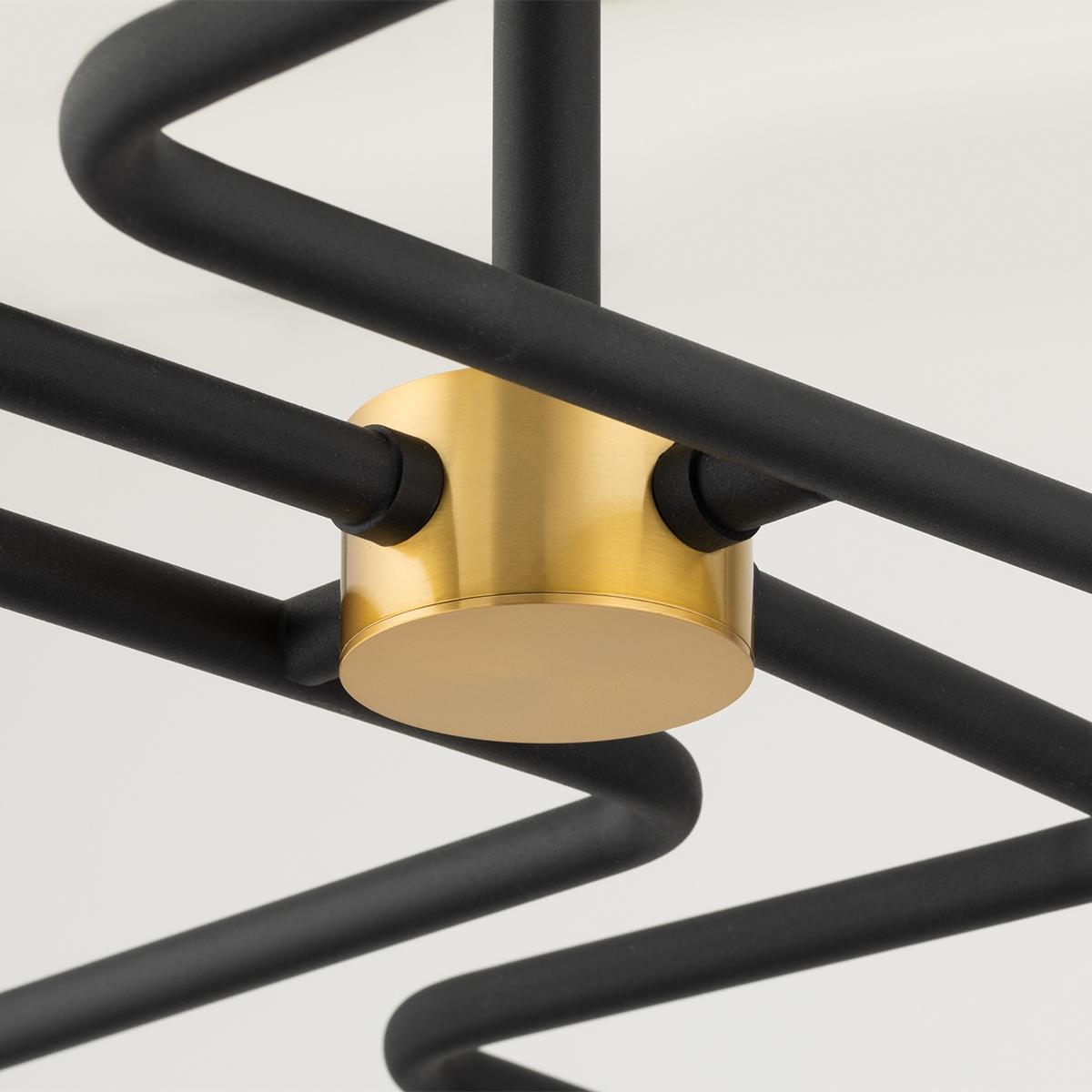 Jena 68 in. 6 lights Semi flush Mount Light Black & Brass finish - Bees Lighting