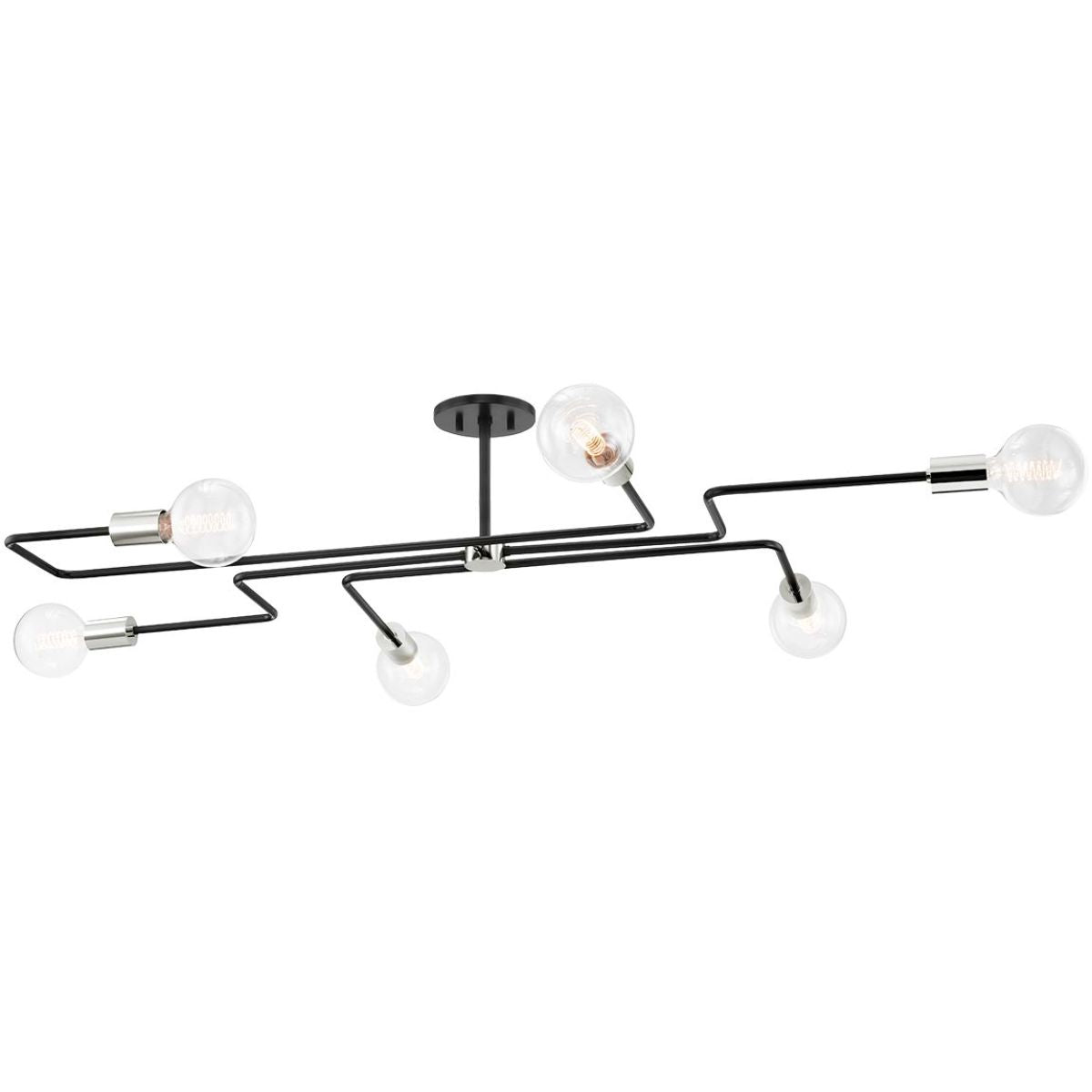 Jena 68 in. 6 lights Semi flush Mount Light Black & Nickel finish - Bees Lighting