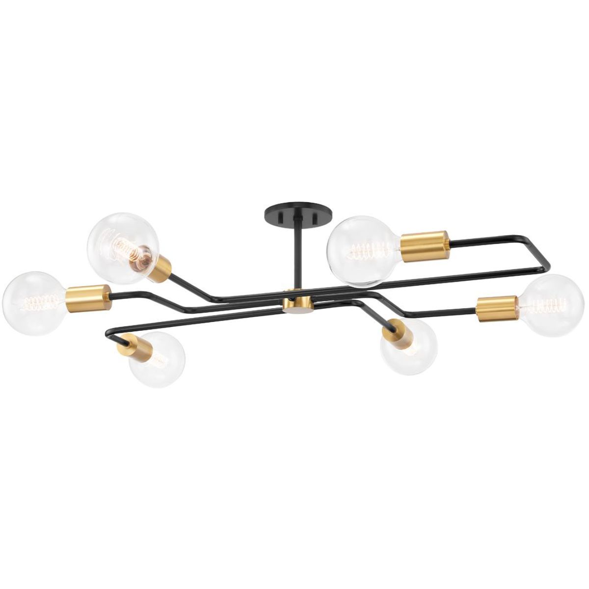 Jena 40 in. 6 lights Semi flush Mount Light Black & Brass finish - Bees Lighting