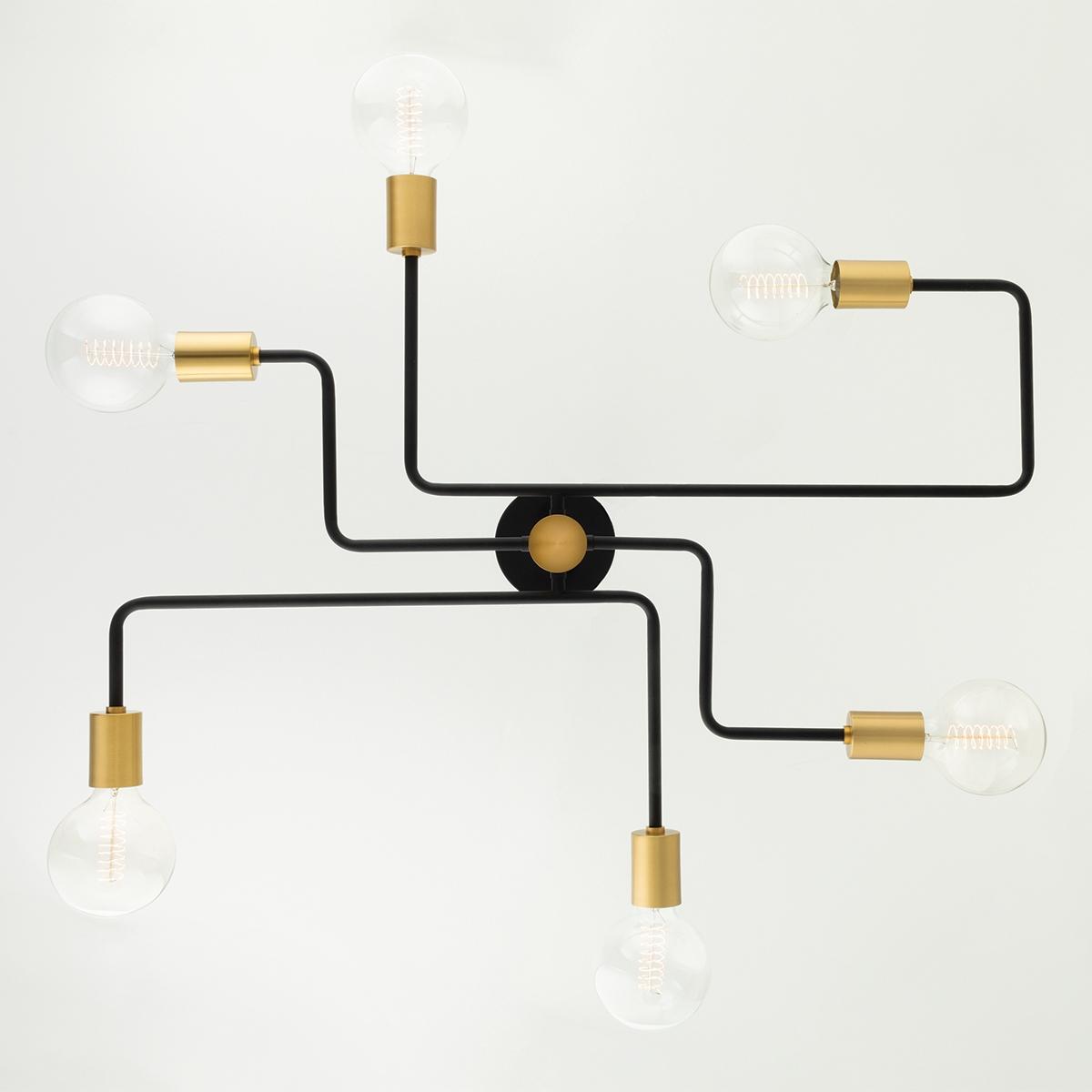 Jena 40 in. 6 lights Semi flush Mount Light Black & Brass finish - Bees Lighting