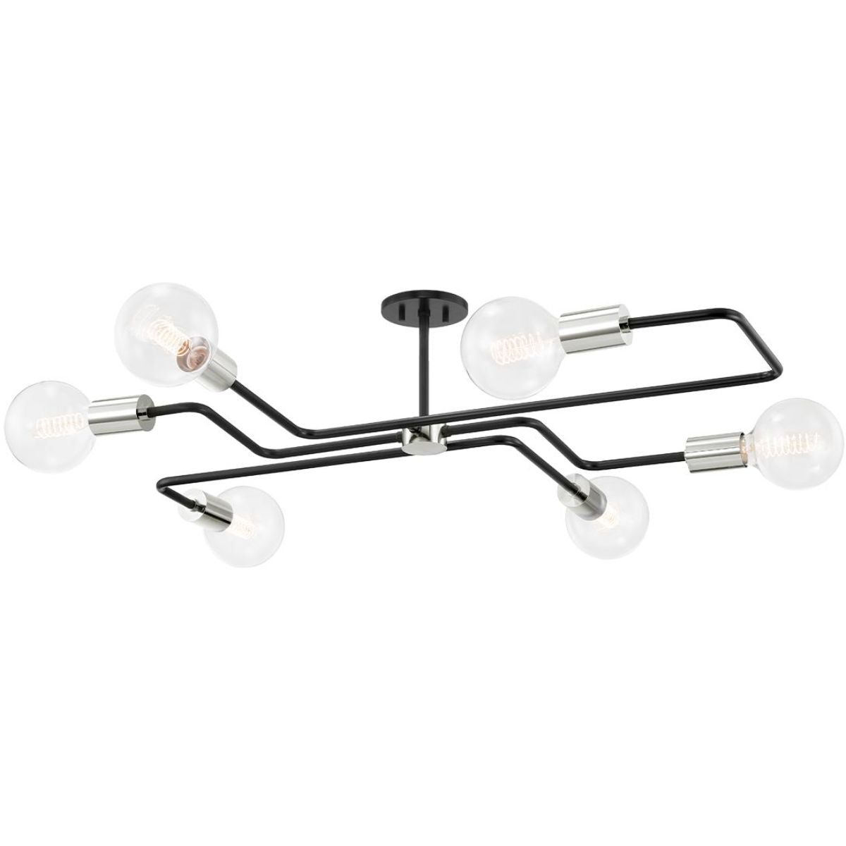Jena 40 in. 6 lights Semi flush Mount Light Black & Nickel finish - Bees Lighting