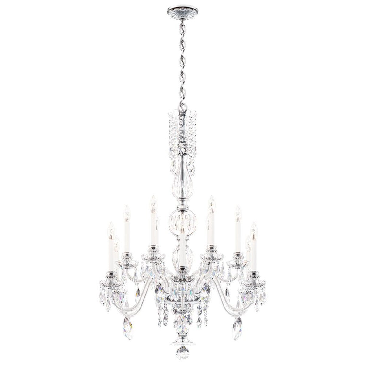 Hamilton Nouveau 12 Light Silver Chandelier with Clear Heritage Crystals