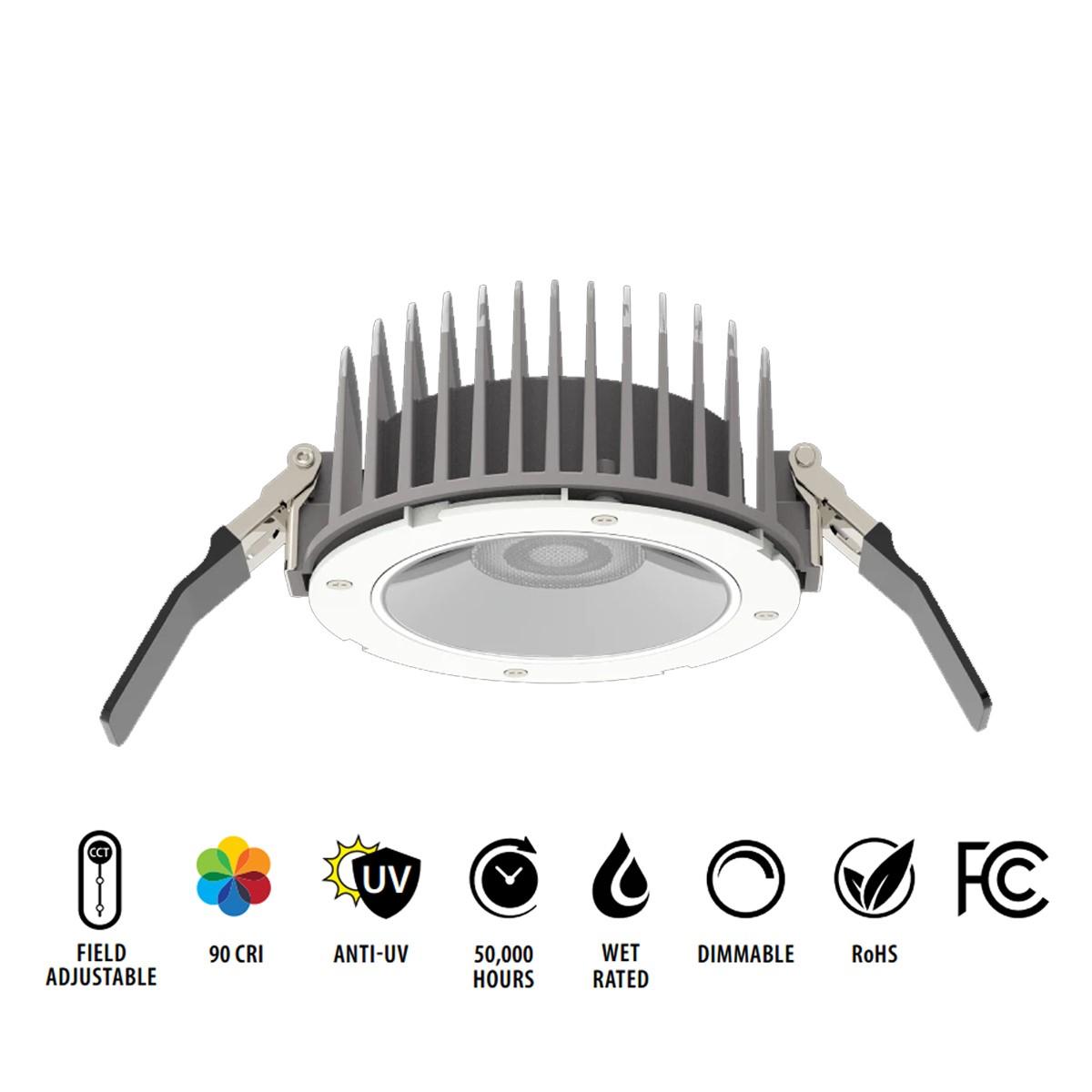 6 Inch HALED Canless LED Recessed Downlight, 18 Watt, 1800 Lumens, Selectable CCT, 2700K to 5000K, 120V - Bees Lighting