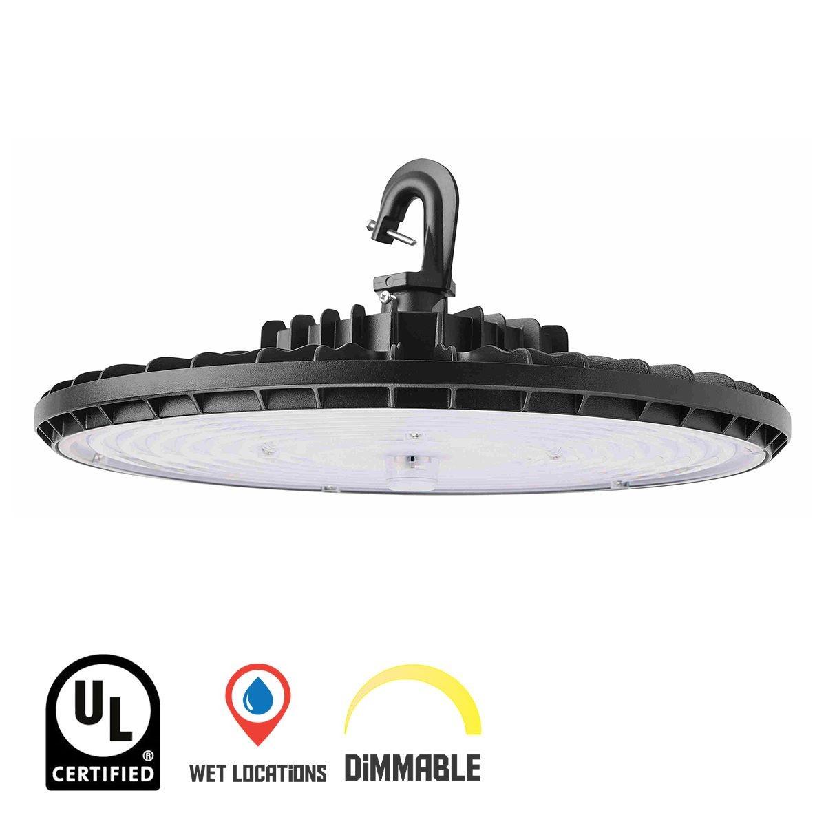 UFO High Bay Light, 240W, 36000 Lumens, 4000K/5000K, Black, 120-277V - Bees Lighting