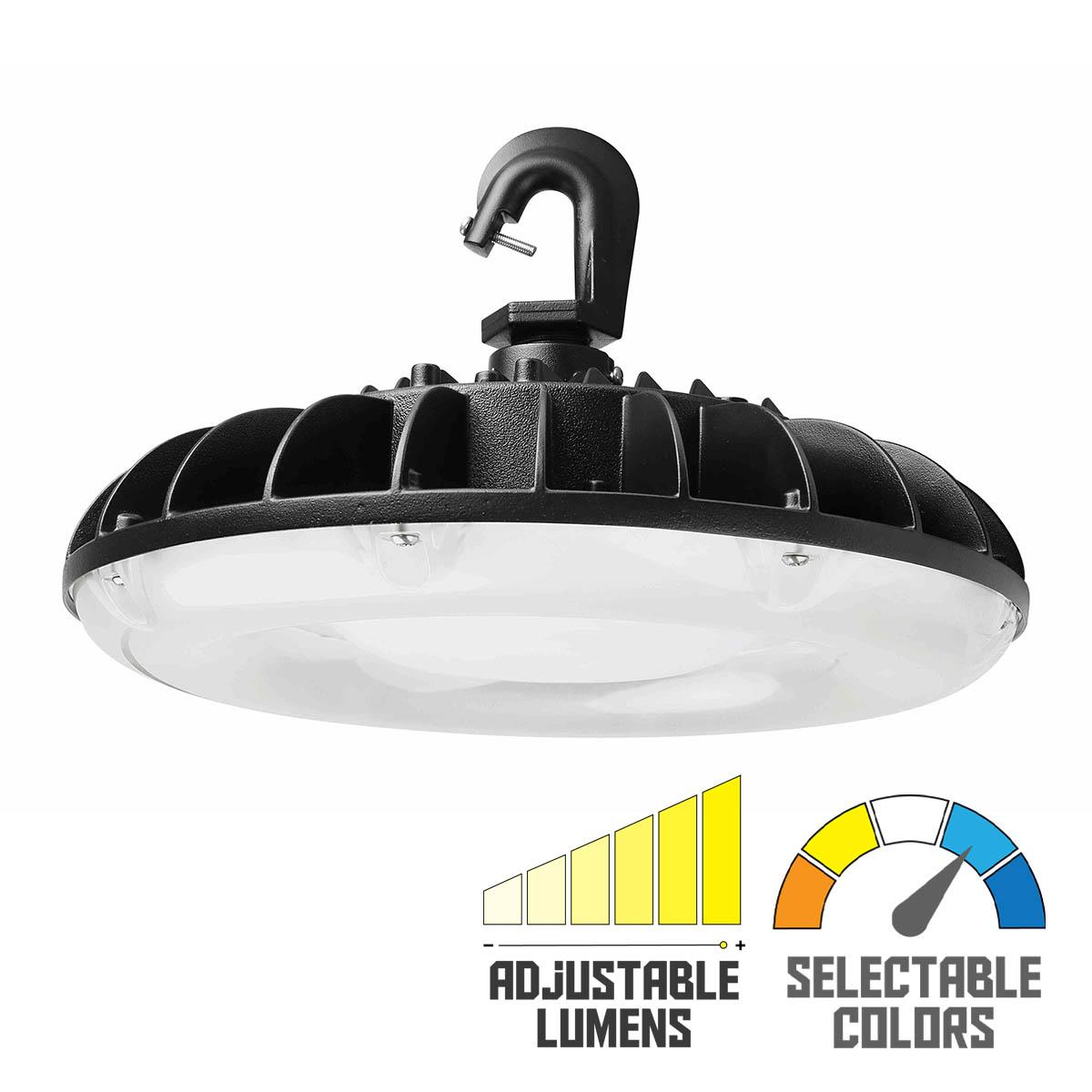 UFO High Bay LED Light, 100W, 12700 Lumens, 4000K/5000K, Black, 120/277V - Bees Lighting